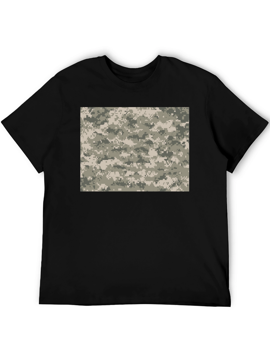 Digital Camo Print Black T-Shirt
