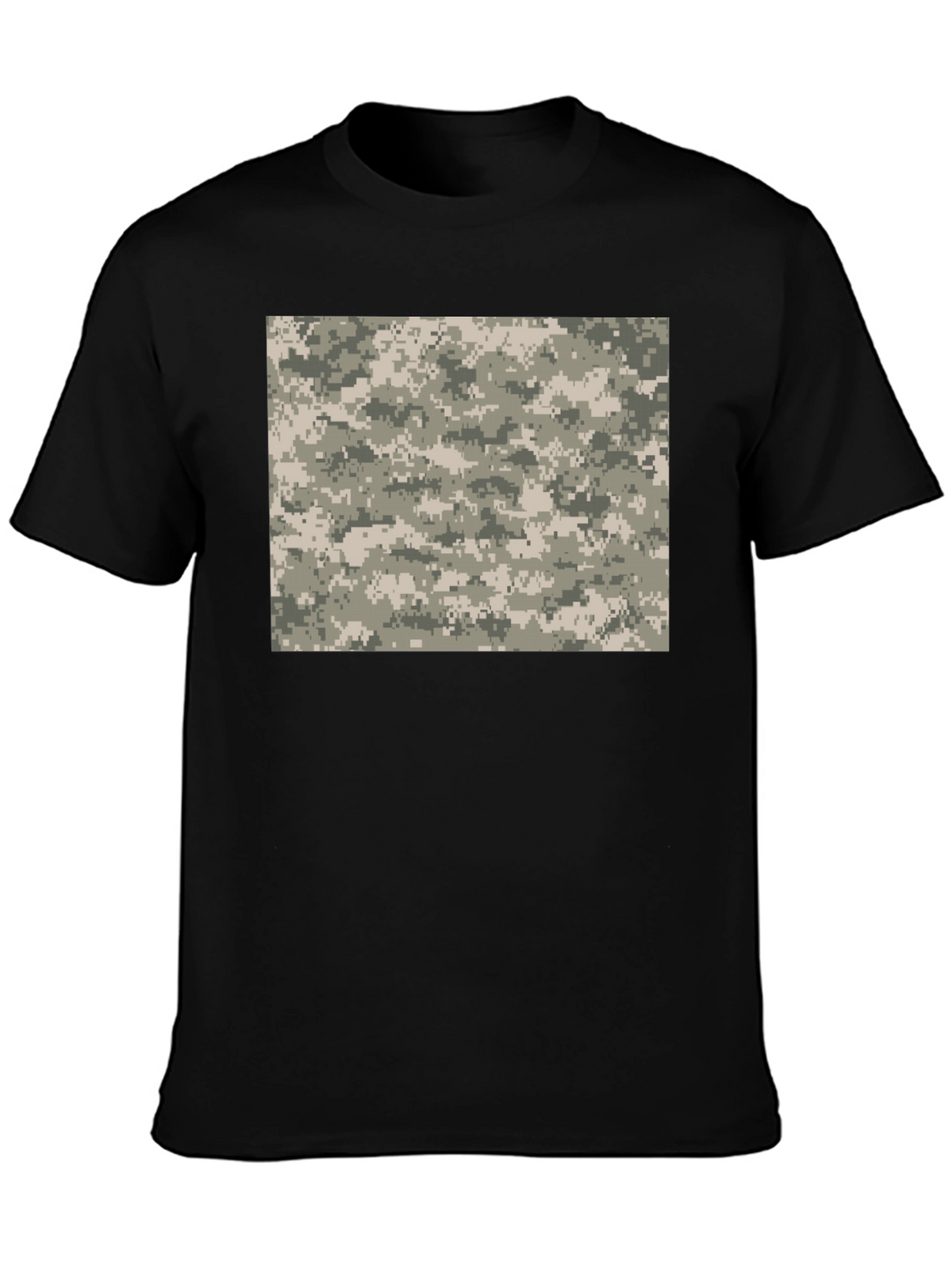 Digital Camo Print Black T-Shirt