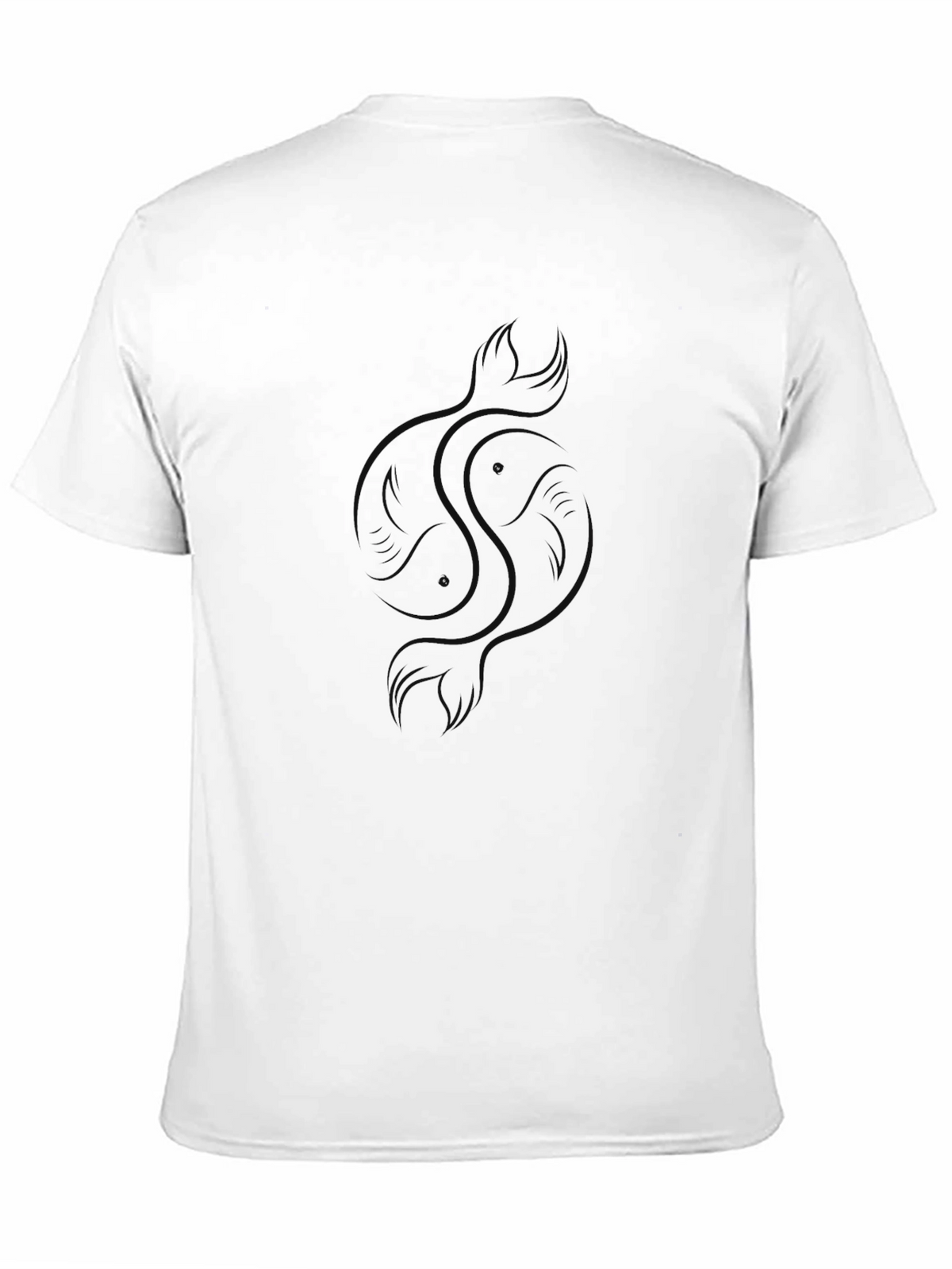 Mens Black Graphic Tee - Yin Yang Koi Fish