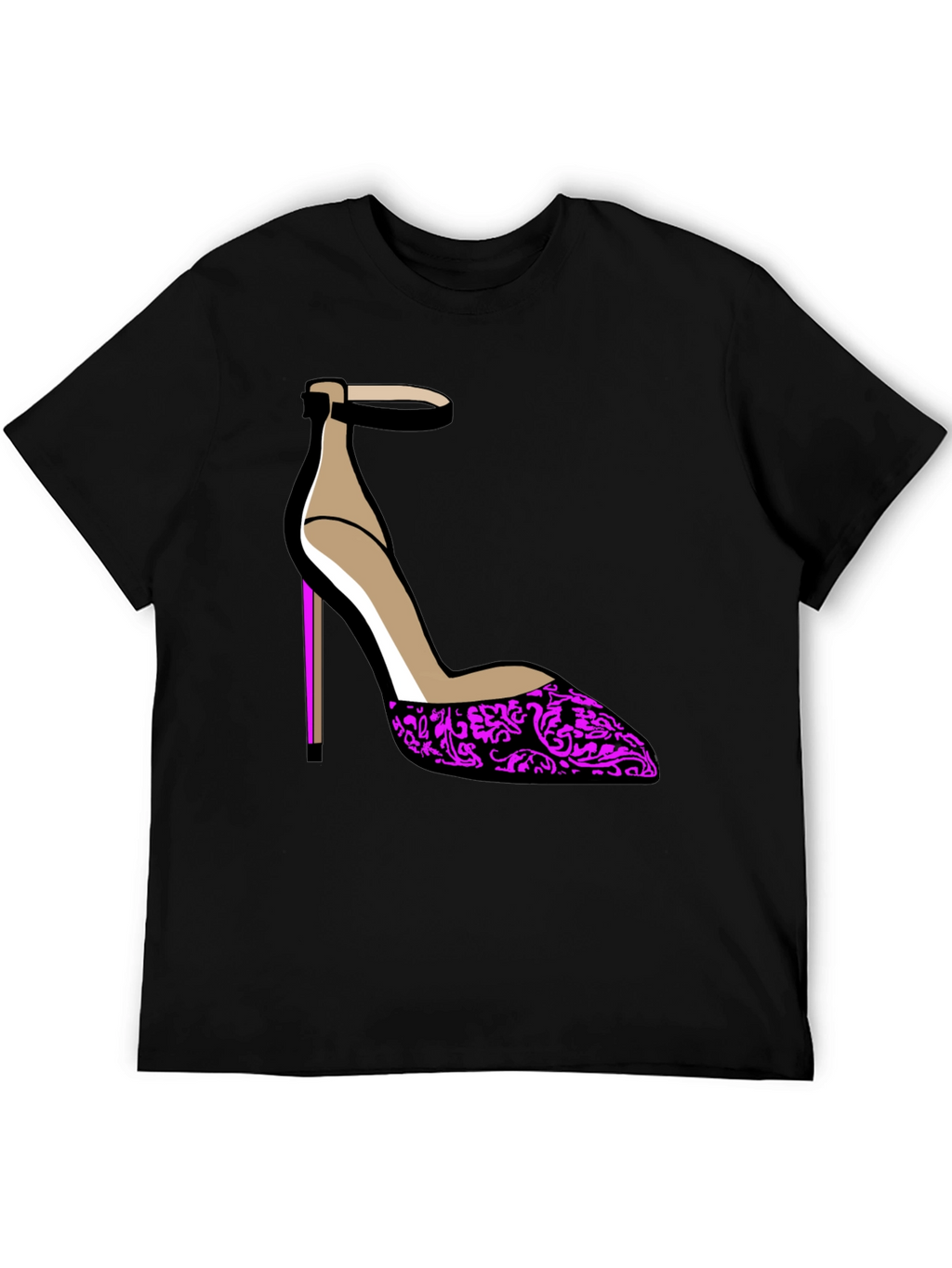 Stylish Heel Graphic Tee - Black