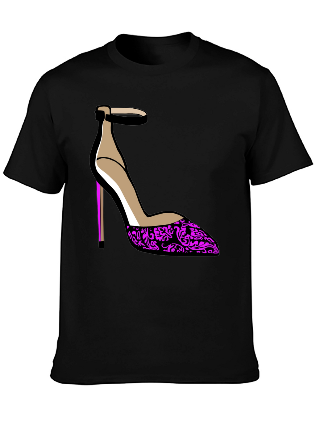 Stylish Heel Graphic Tee - Black