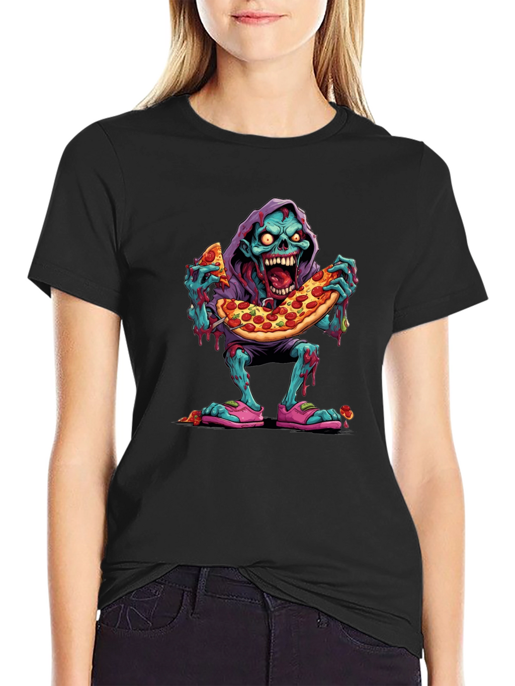 Zombie Pizza Lover Graphic Tee