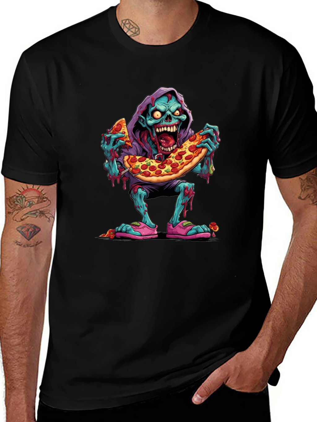 Zombie Pizza Lover Graphic Tee