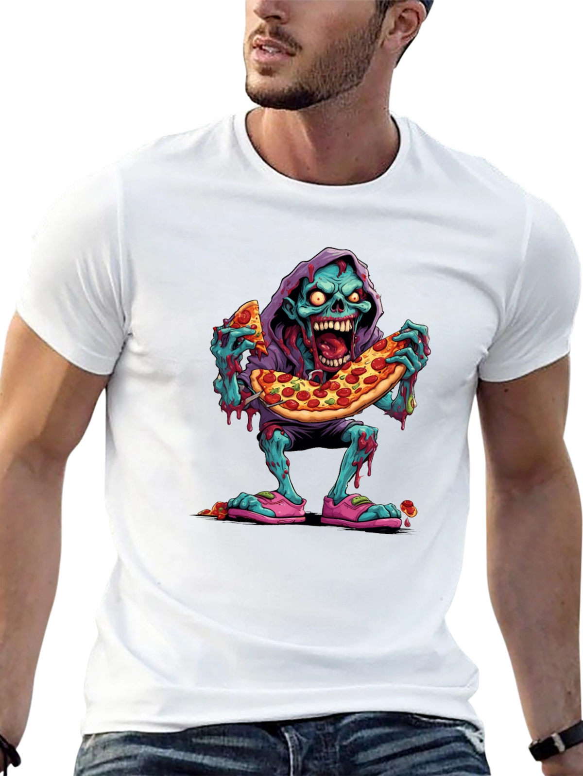 Zombie Pizza Lover Graphic Tee