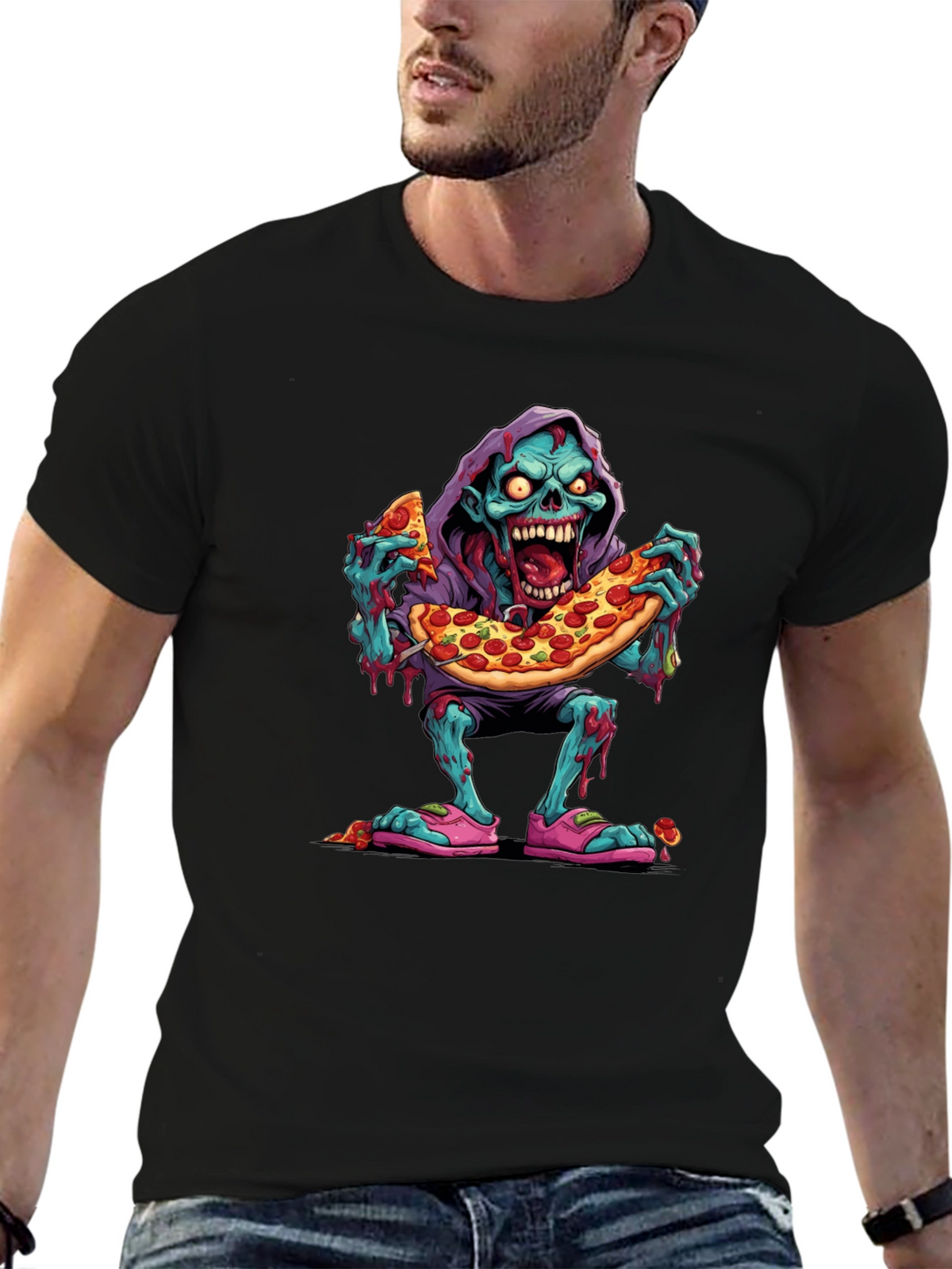 Zombie Pizza Lover Graphic Tee