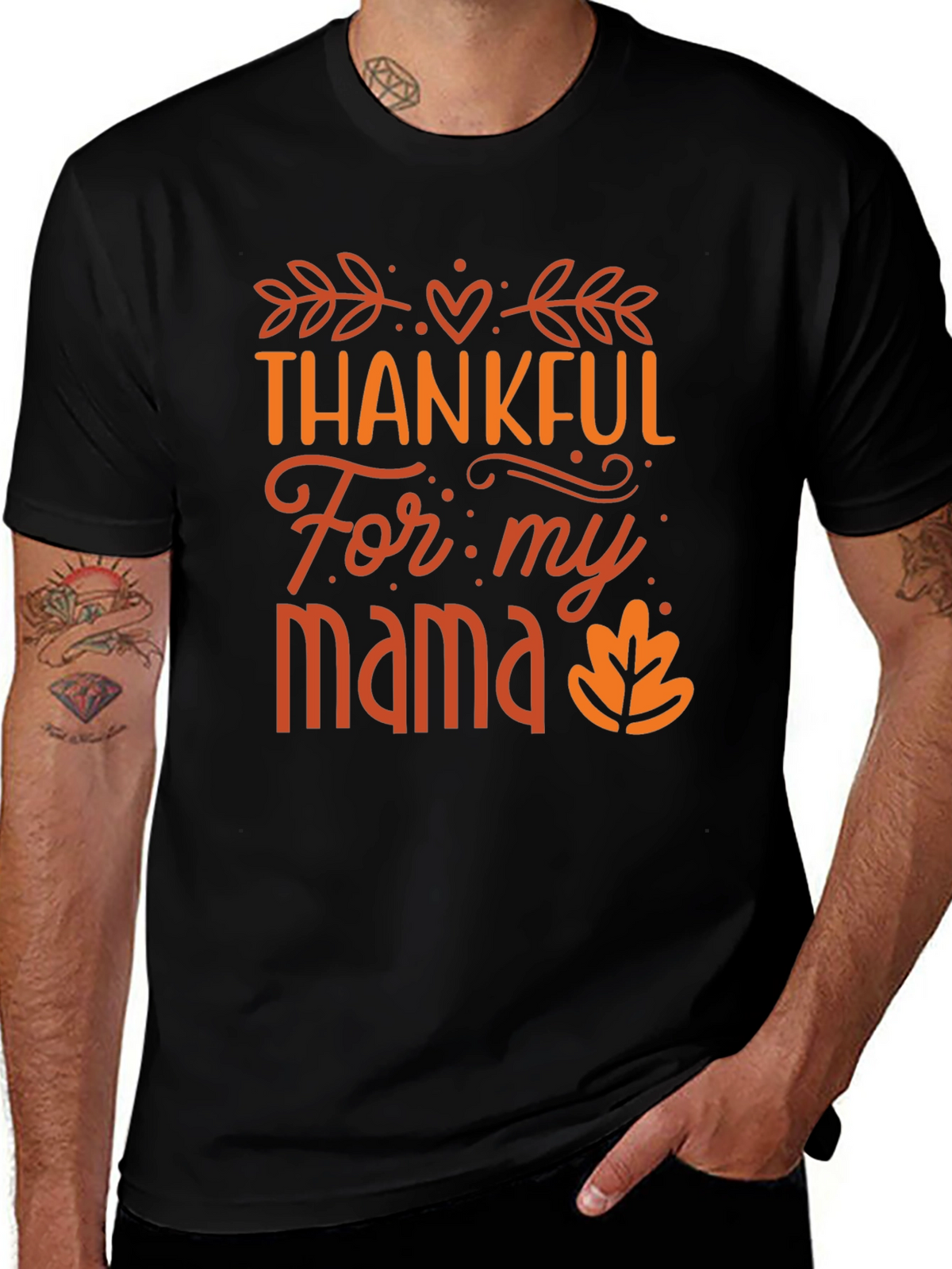 Thankful For My Mama Black T-Shirt