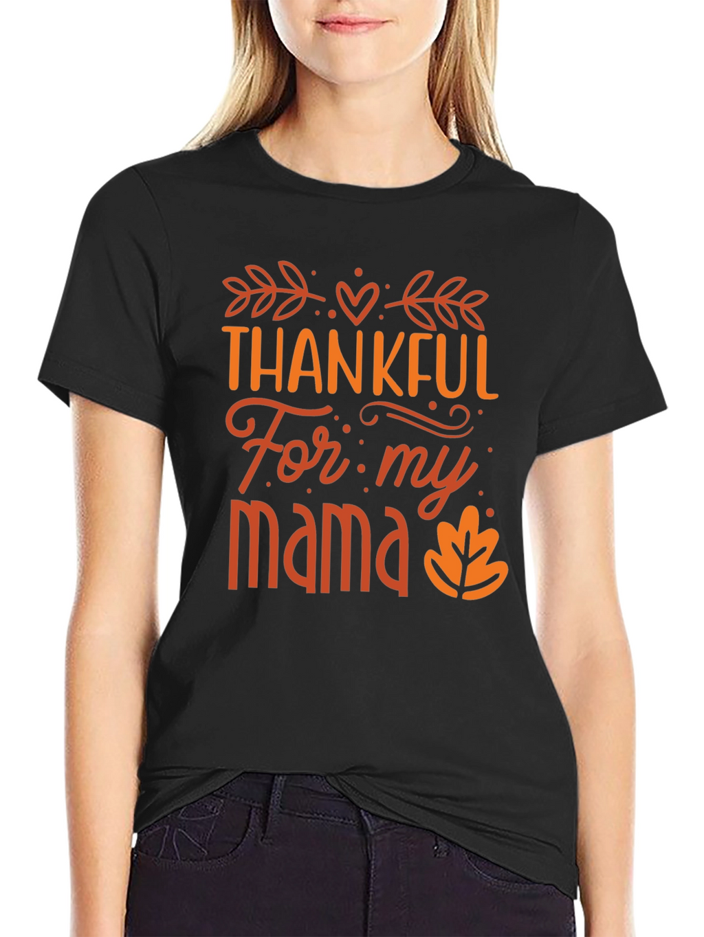 Thankful For My Mama Black T-Shirt
