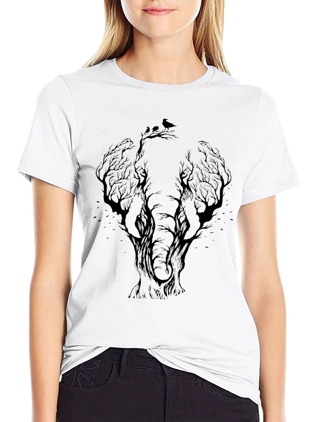 Elephant Tree Silhouette Graphic T-Shirt