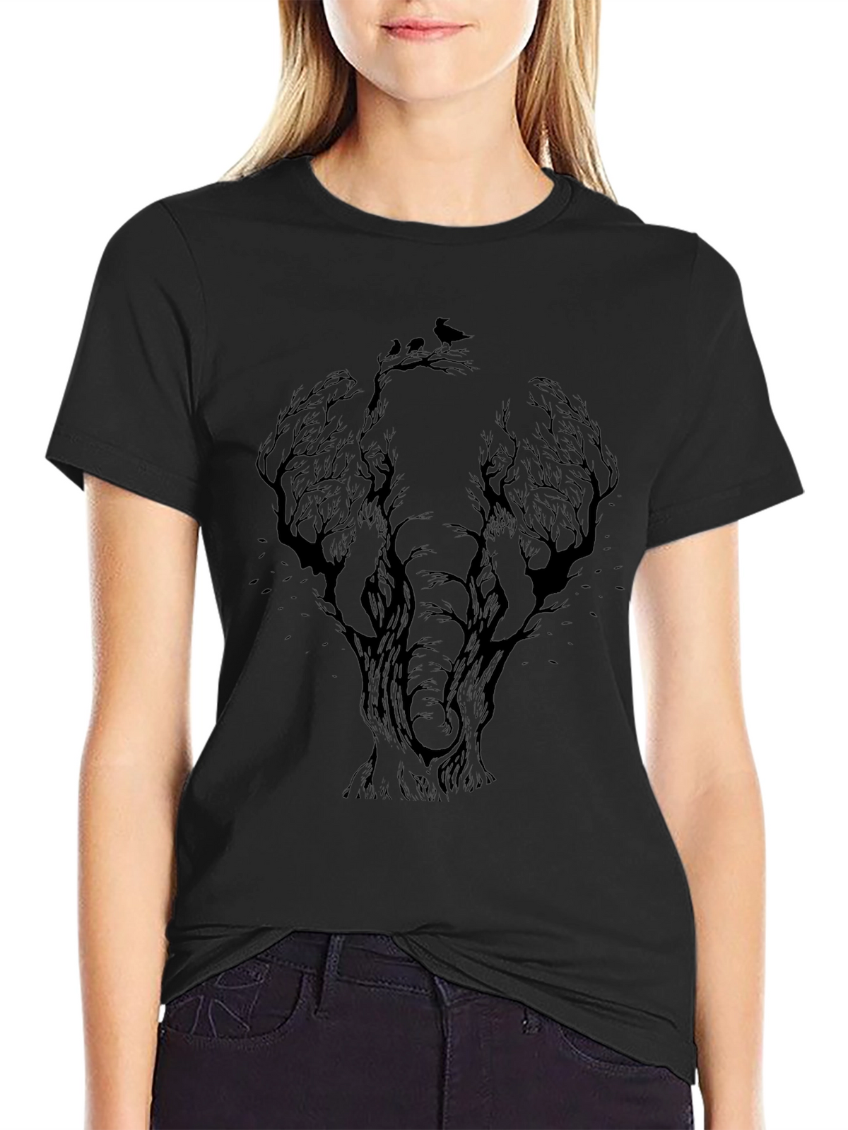 Elephant Tree Silhouette Graphic T-Shirt