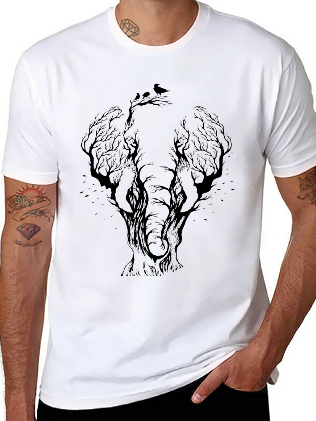 Elephant Tree Silhouette Graphic T-Shirt