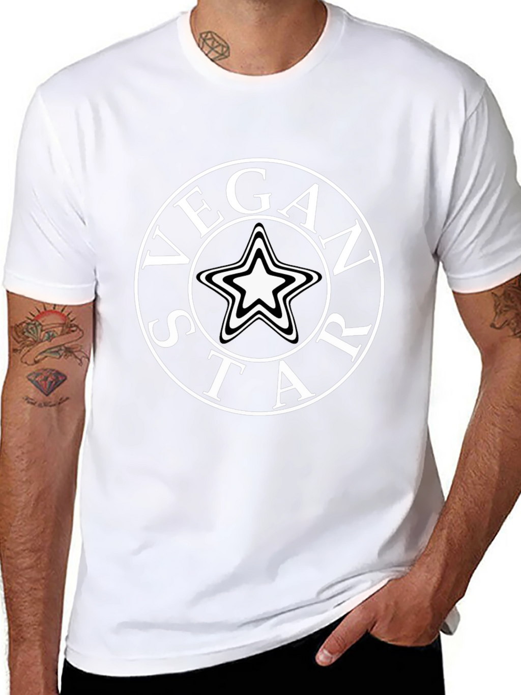 Vegan Star Graphic T-Shirt - Black