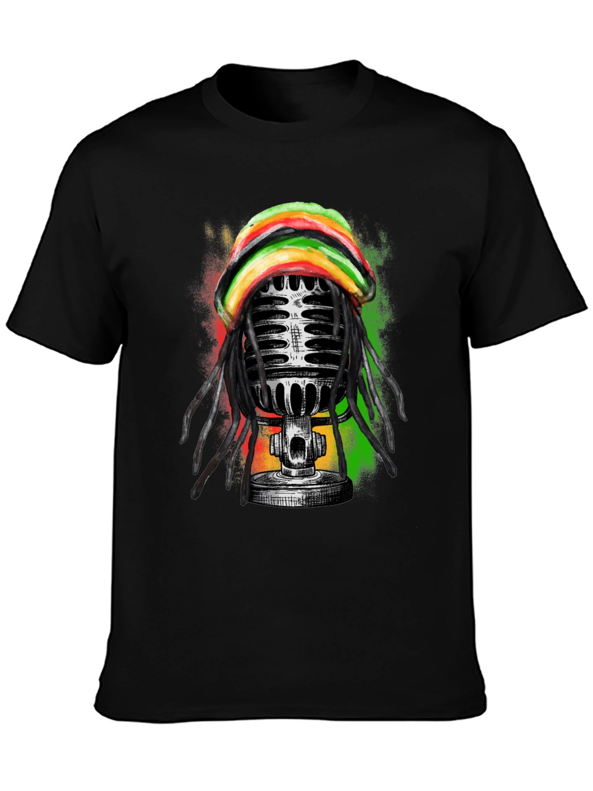 Reggae Microphone Graphic Tee - Black T-Shirt