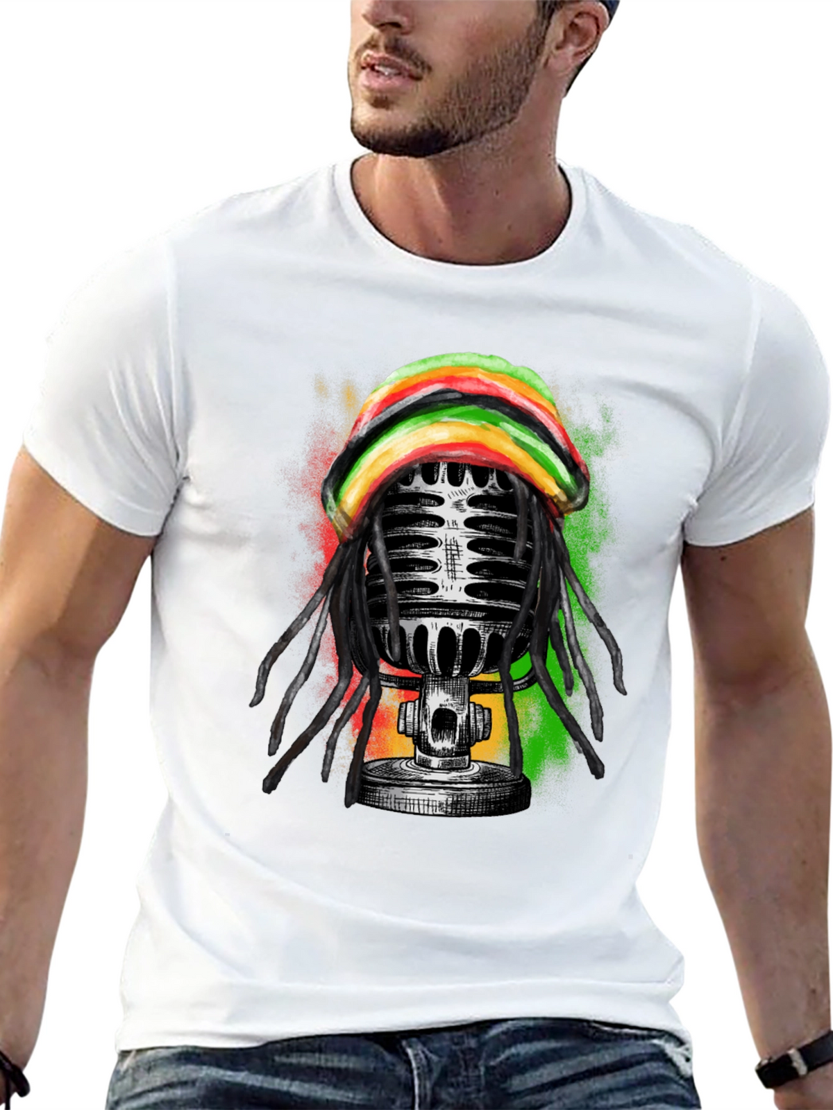 Reggae Microphone Graphic Tee - Black T-Shirt