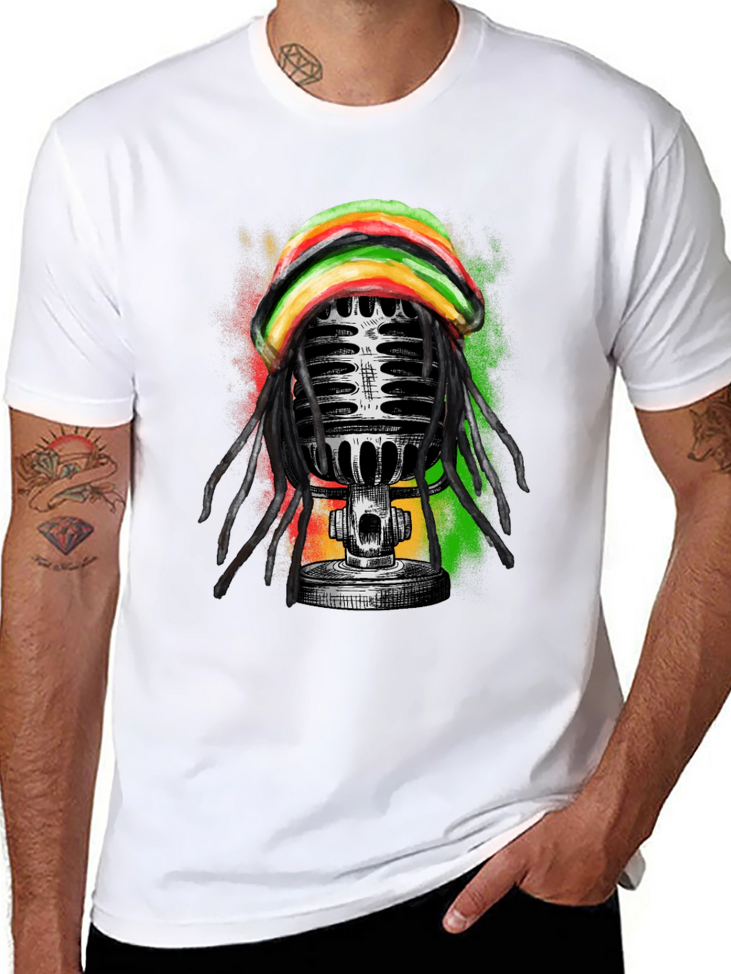 Reggae Microphone Graphic Tee - Black T-Shirt