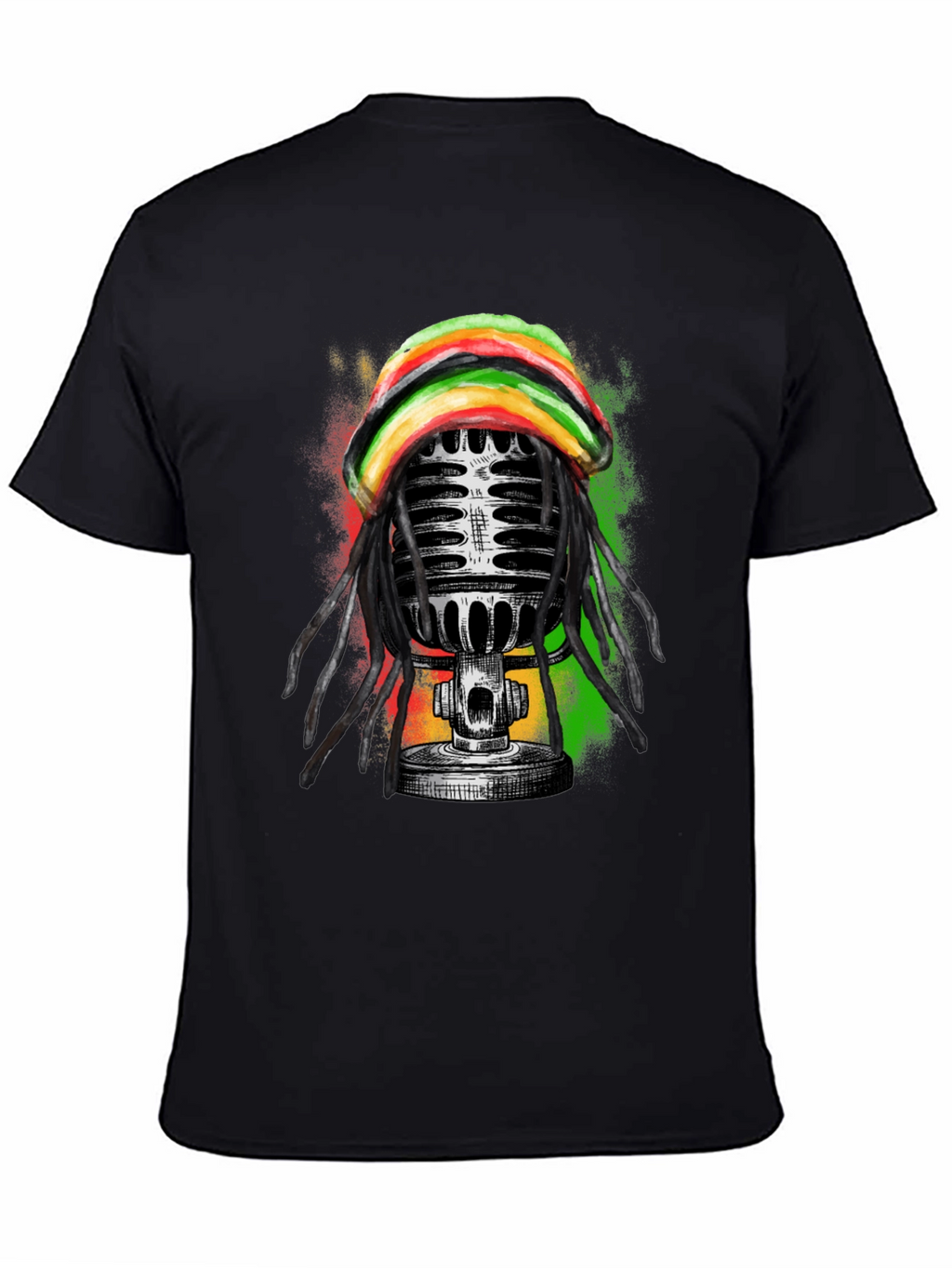 Reggae Microphone Graphic Tee - Black T-Shirt