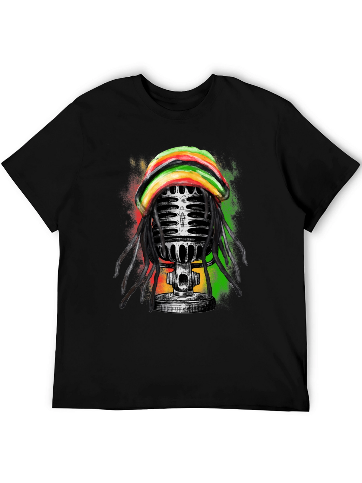 Reggae Microphone Graphic Tee - Black T-Shirt