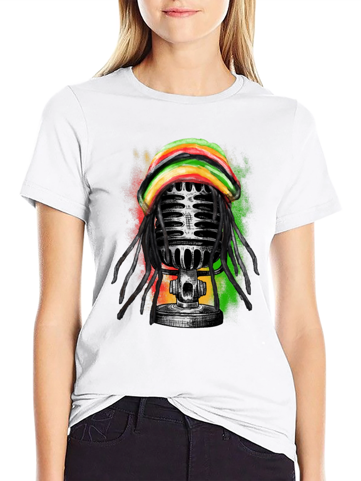 Reggae Microphone Graphic Tee - Black T-Shirt