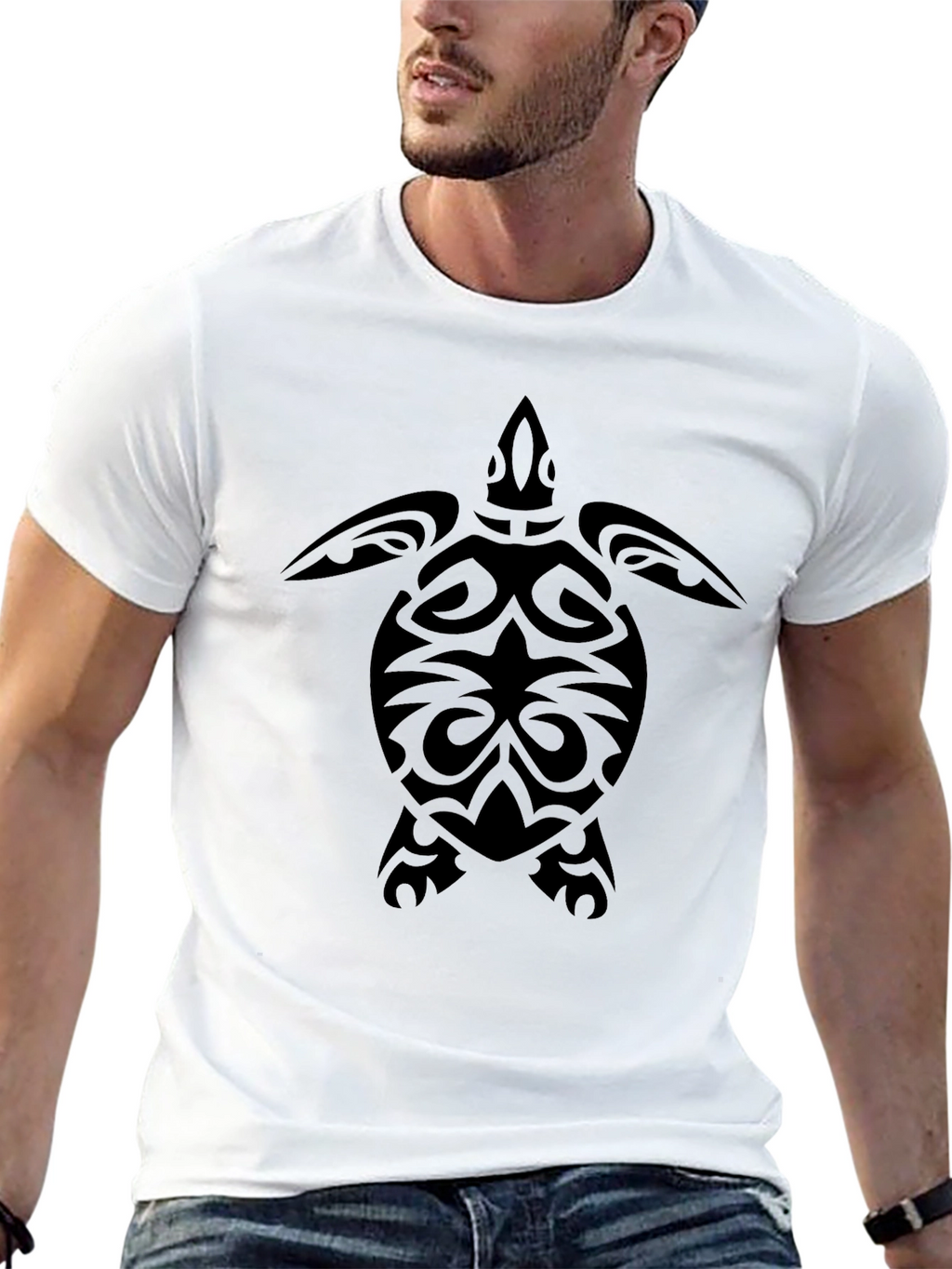 Black Tribal Turtle Graphic Tee
