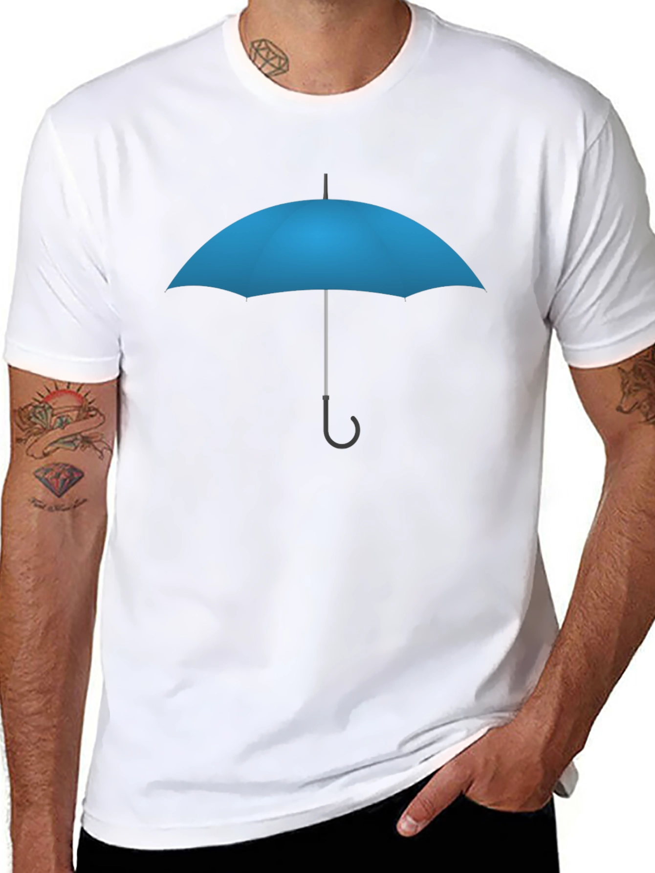Blue Umbrella Graphic T-Shirt - Stylish Casual Wear