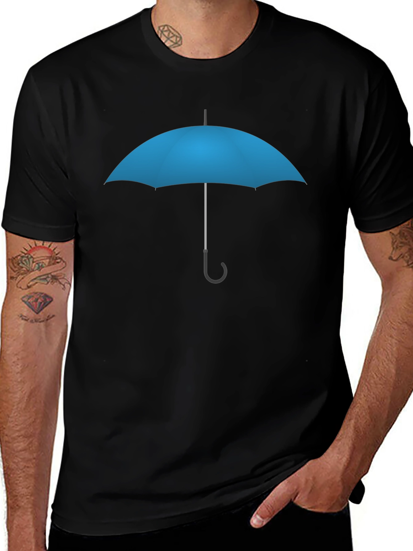 Blue Umbrella Graphic T-Shirt - Stylish Casual Wear