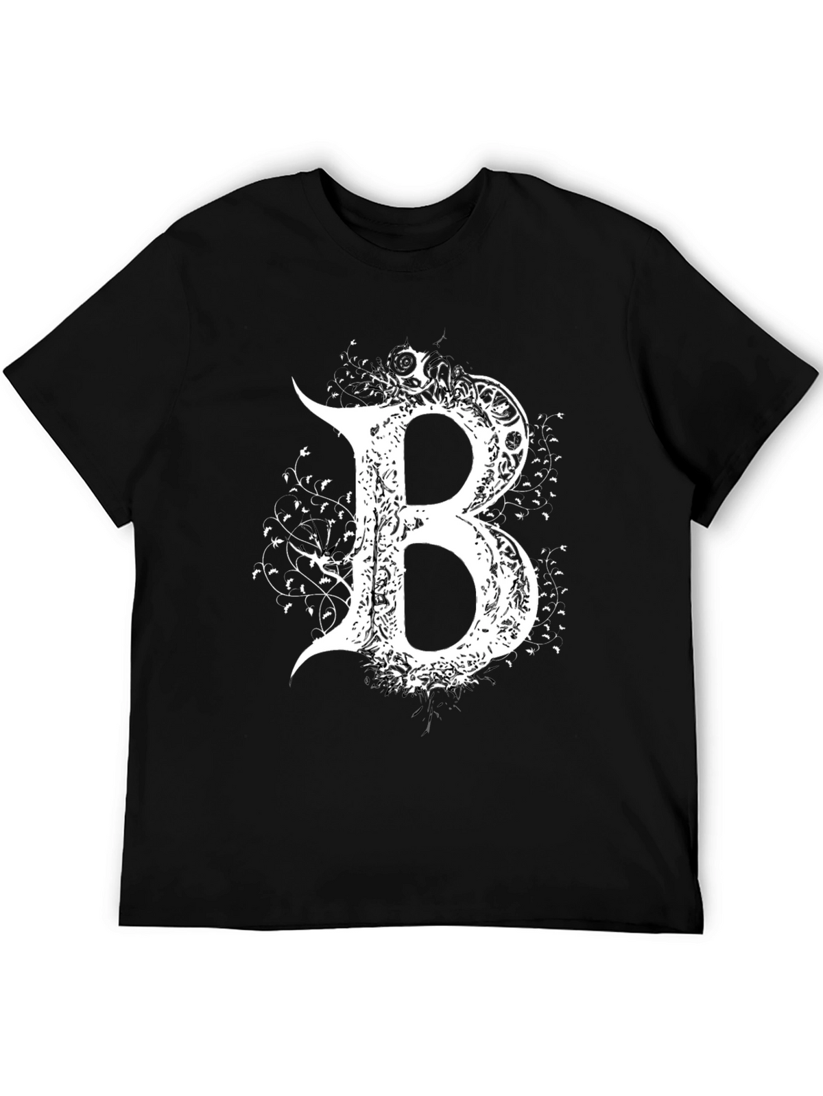 Gothic Letter B T-Shirt - Elegant Dark Style Tee
