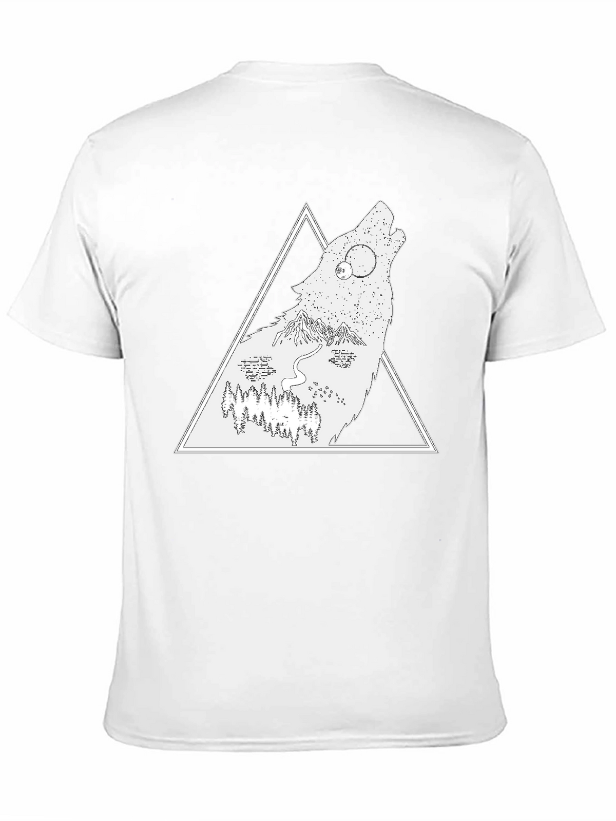 Wolf Nature Scene Graphic Tee - Black