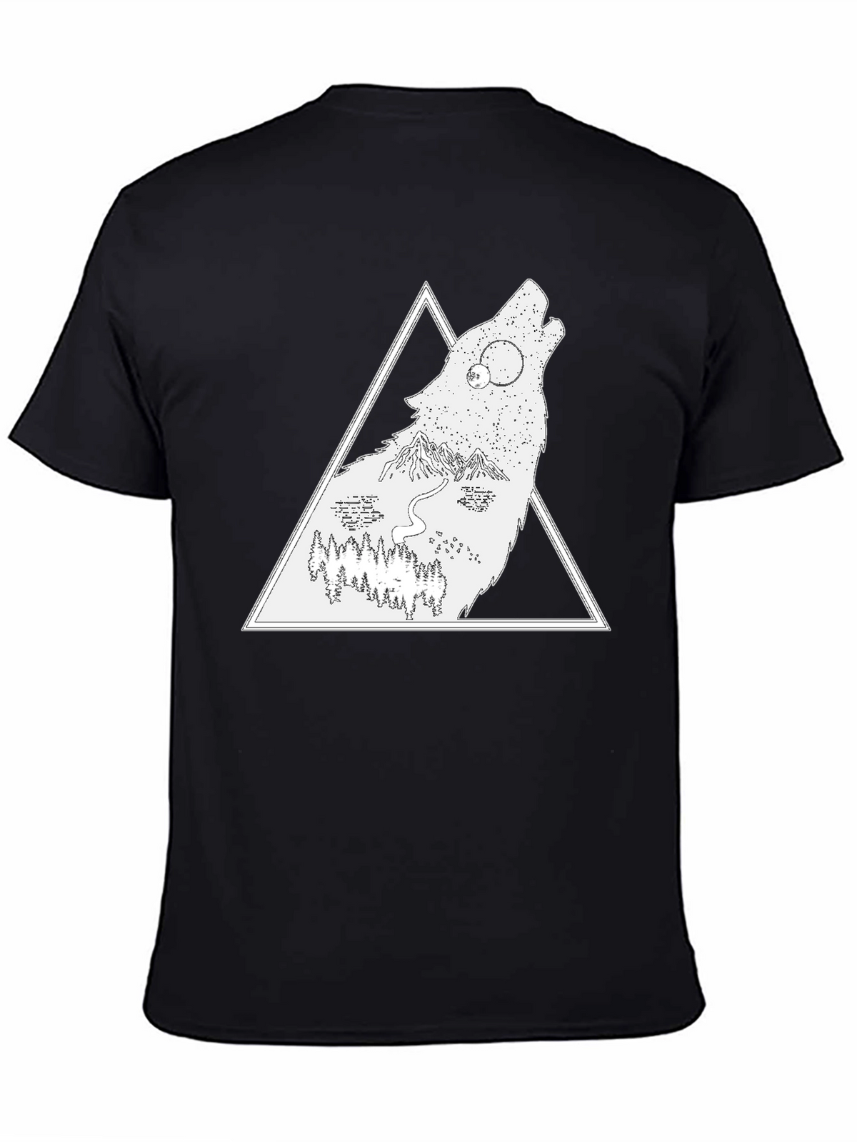 Wolf Nature Scene Graphic Tee - Black