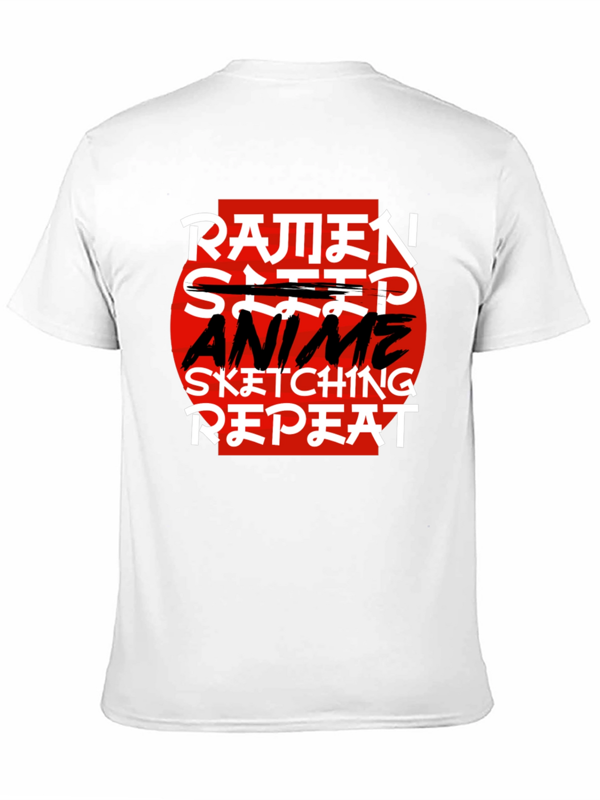 Ramen Anime Sketching Repeat Black T-Shirt