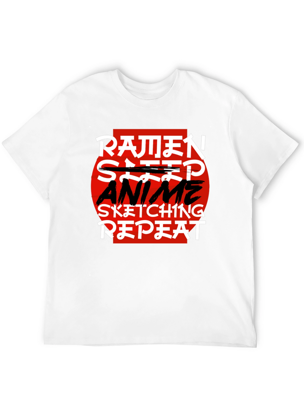 Ramen Anime Sketching Repeat Black T-Shirt