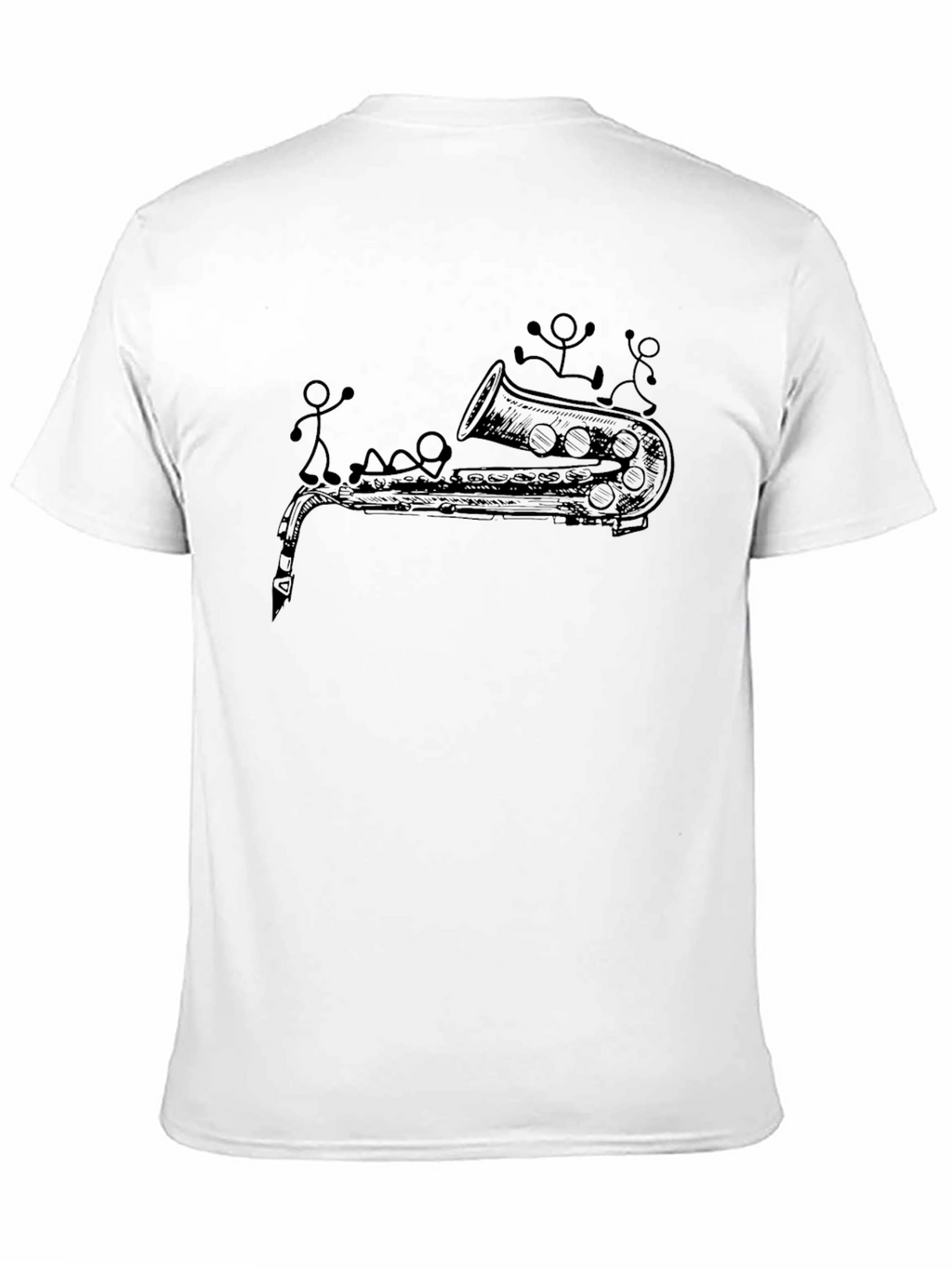 Saxophone & Stick Figures Graphic T-Shirt