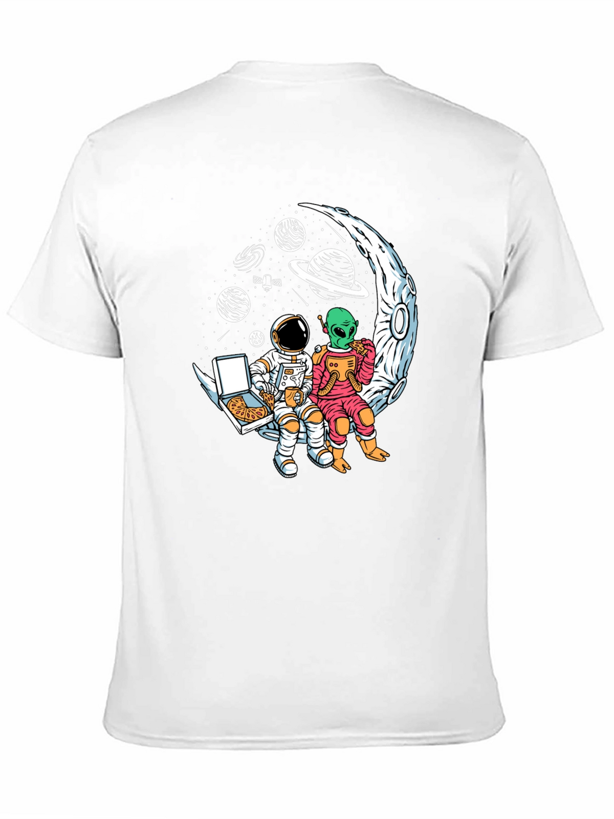 Astronaut & Alien Pizza Moon Graphic Tee
