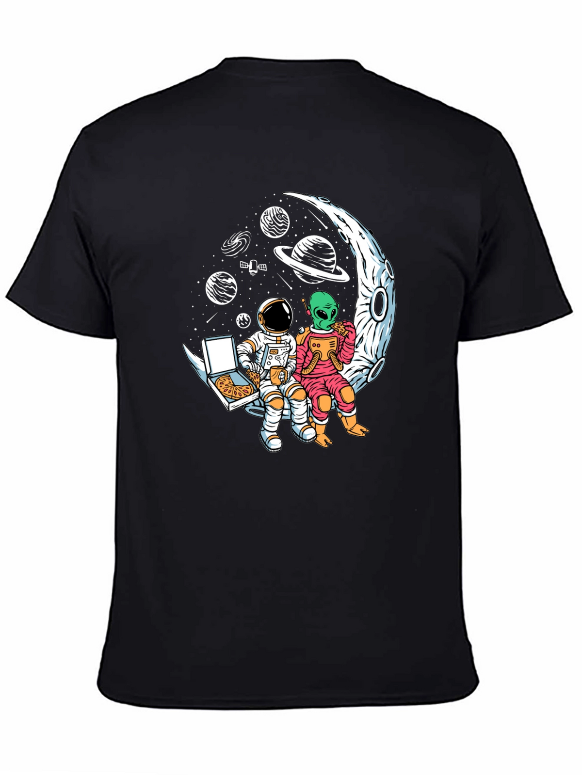 Astronaut & Alien Pizza Moon Graphic Tee
