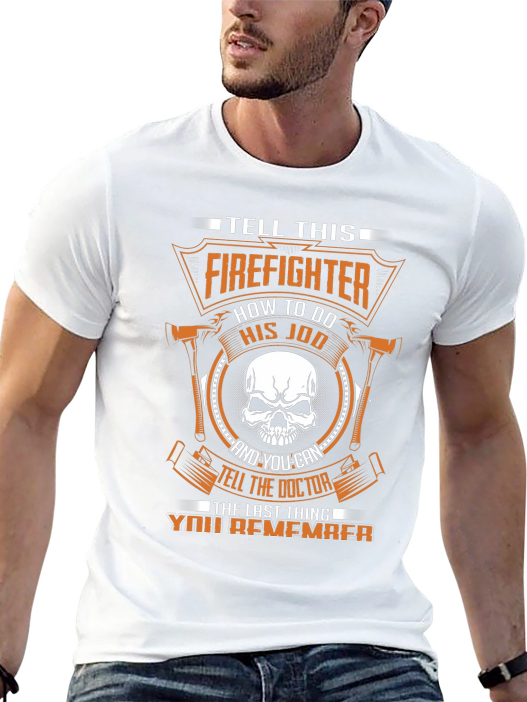 Firefighter Skull Graphic Tee