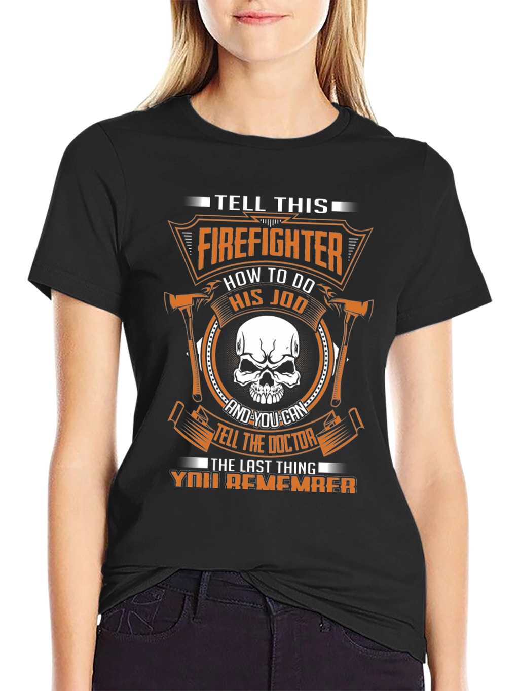 Firefighter Skull Graphic Tee