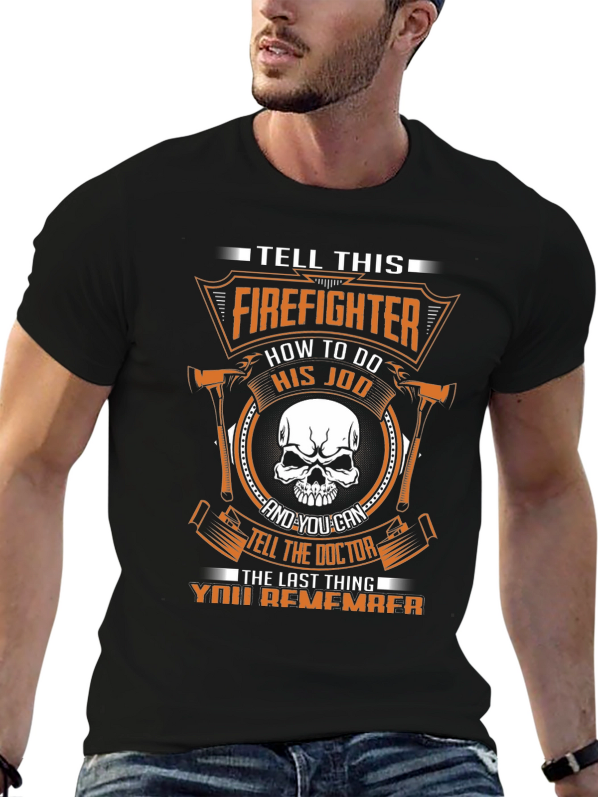 Firefighter Skull Graphic Tee
