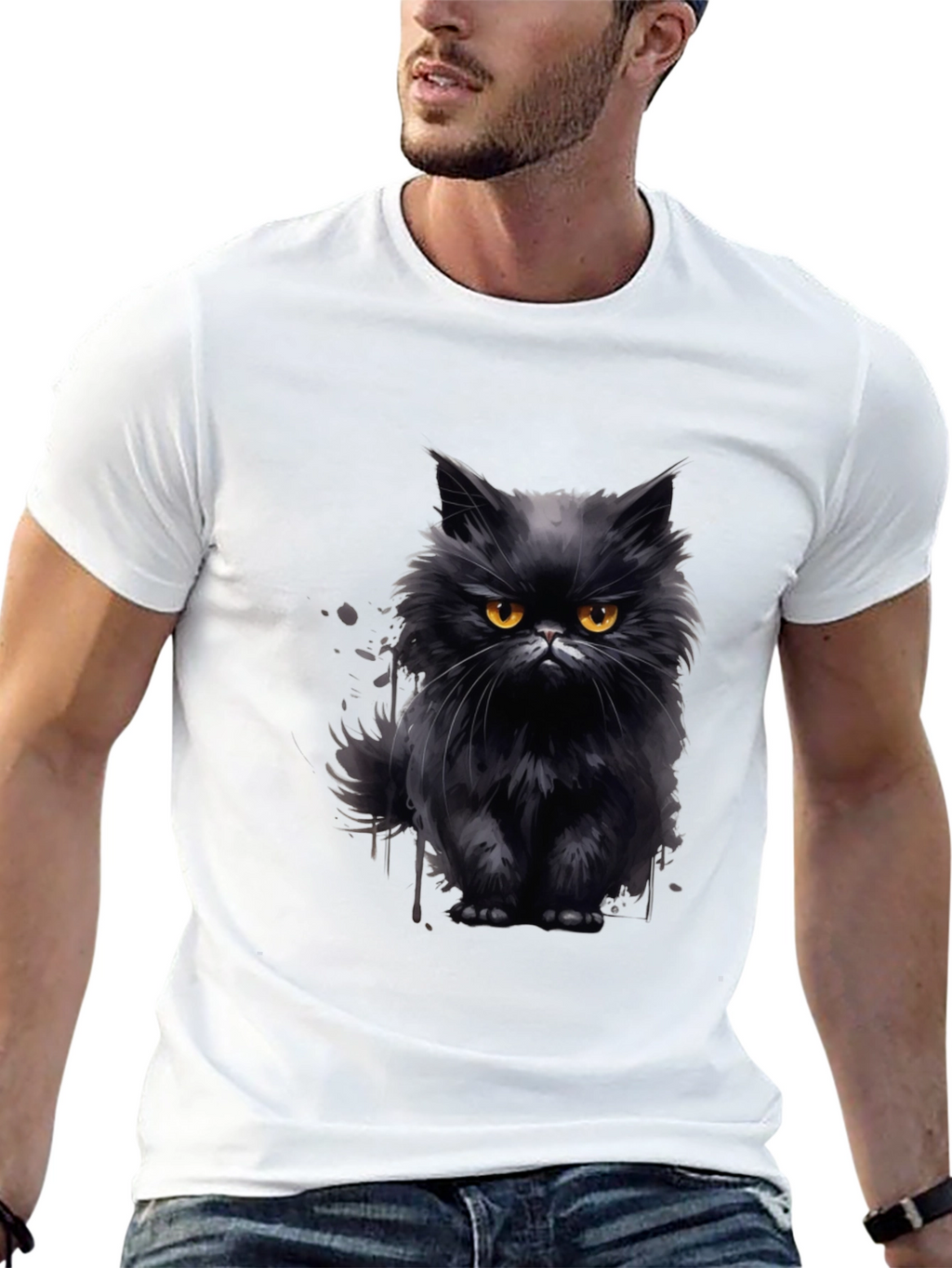 Black Cat Graphic T-Shirt - Mens Fashion