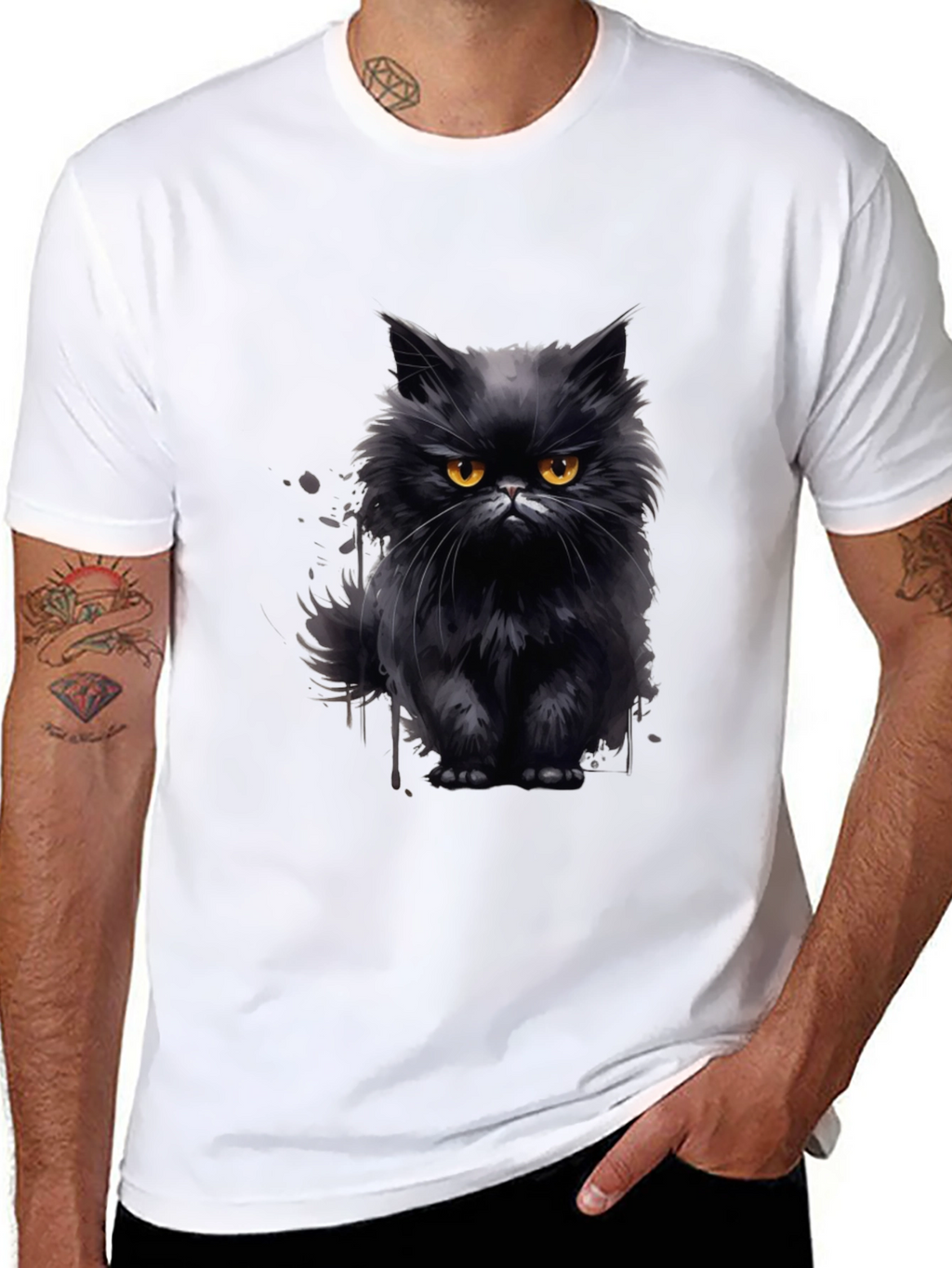 Black Cat Graphic T-Shirt - Mens Fashion