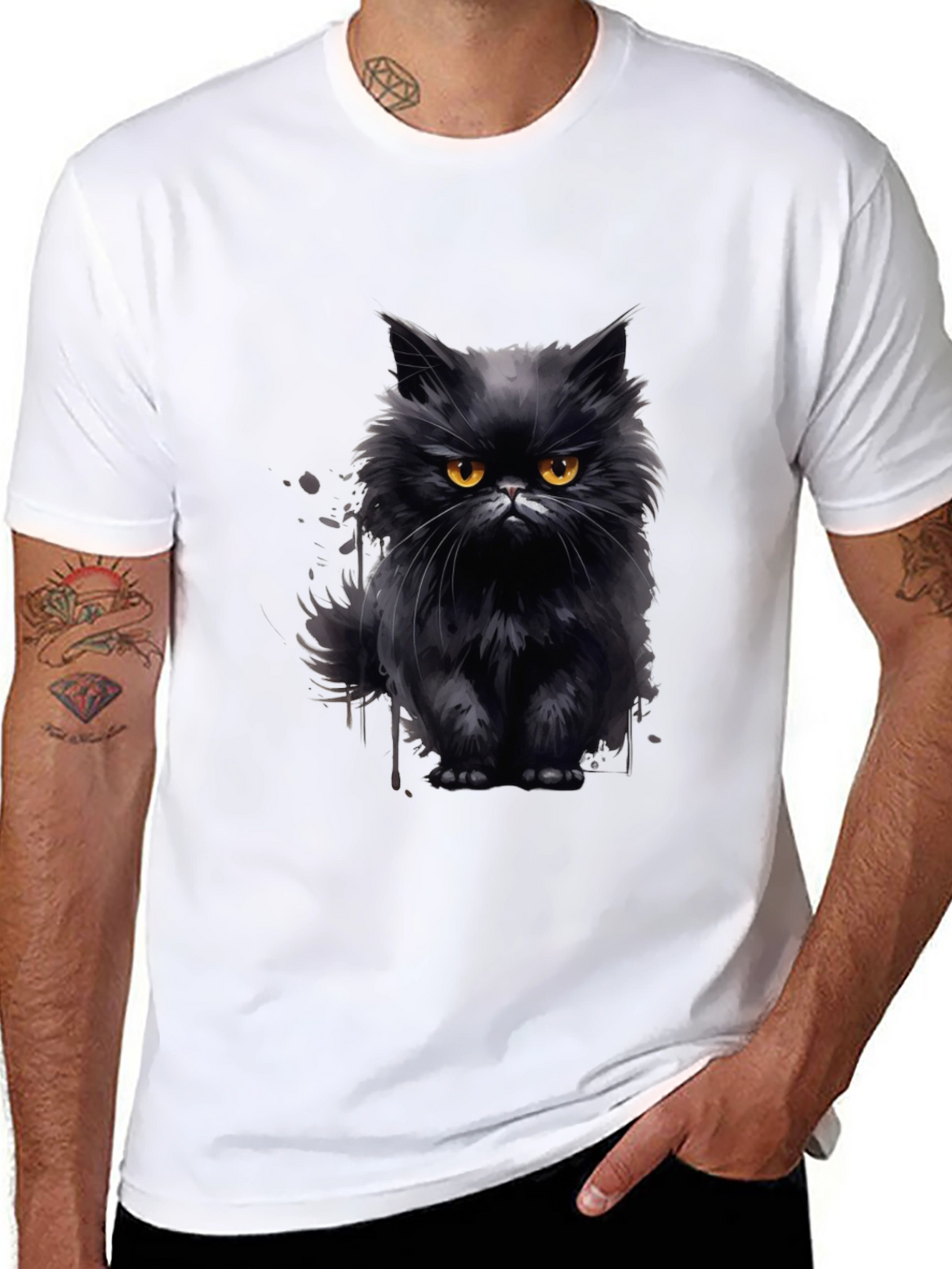 Black Cat Graphic T-Shirt - Mens Fashion