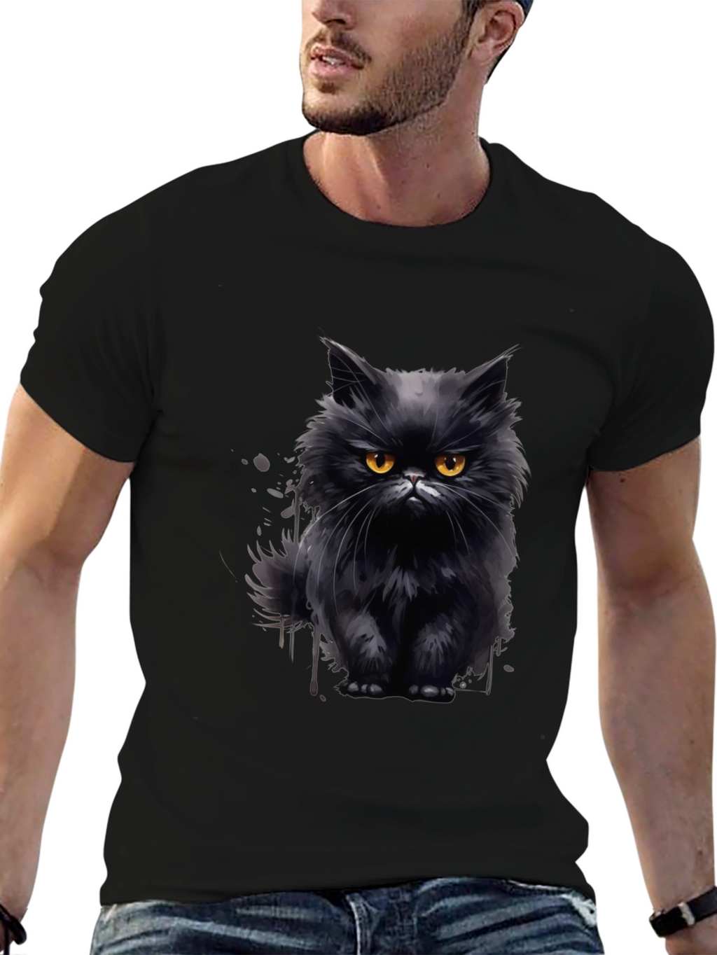 Black Cat Graphic T-Shirt - Mens Fashion