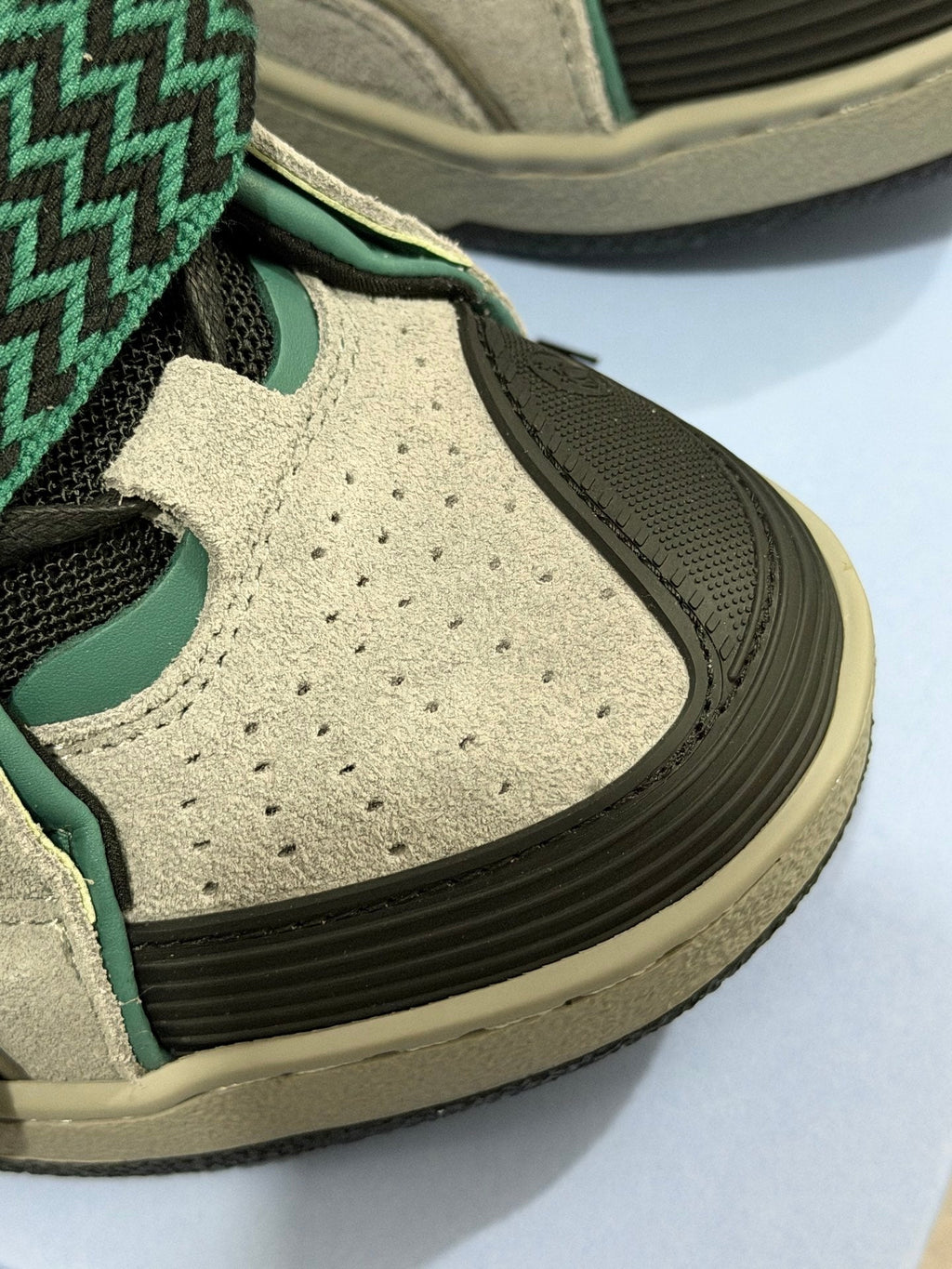 ✨ Iconic Lanvin Curb Low-Top Skate Sneakers - Green Pink Leather Mesh Statement Shoes