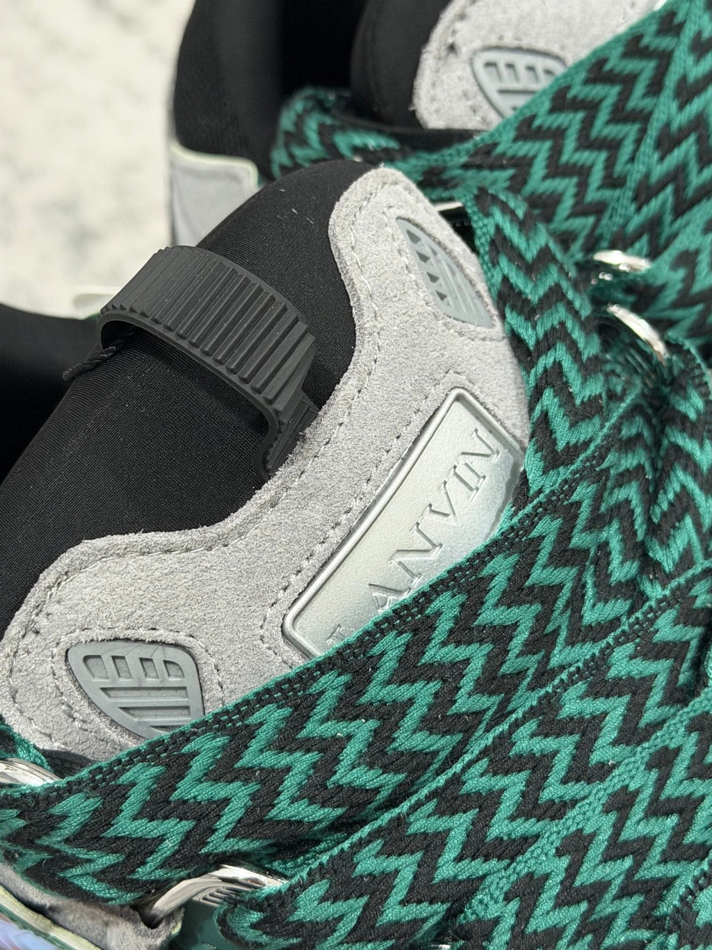 ✨ Iconic Lanvin Curb Low-Top Skate Sneakers - Green Pink Leather Mesh Statement Shoes