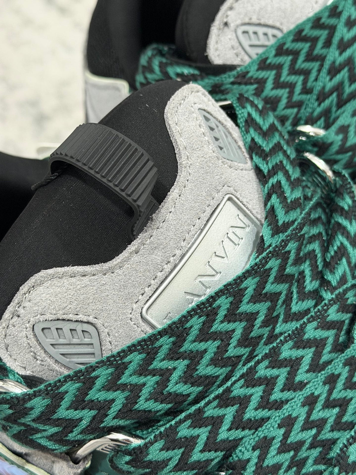 ✨ Iconic Lanvin Curb Low-Top Skate Sneakers - Green Pink Leather Mesh Statement Shoes