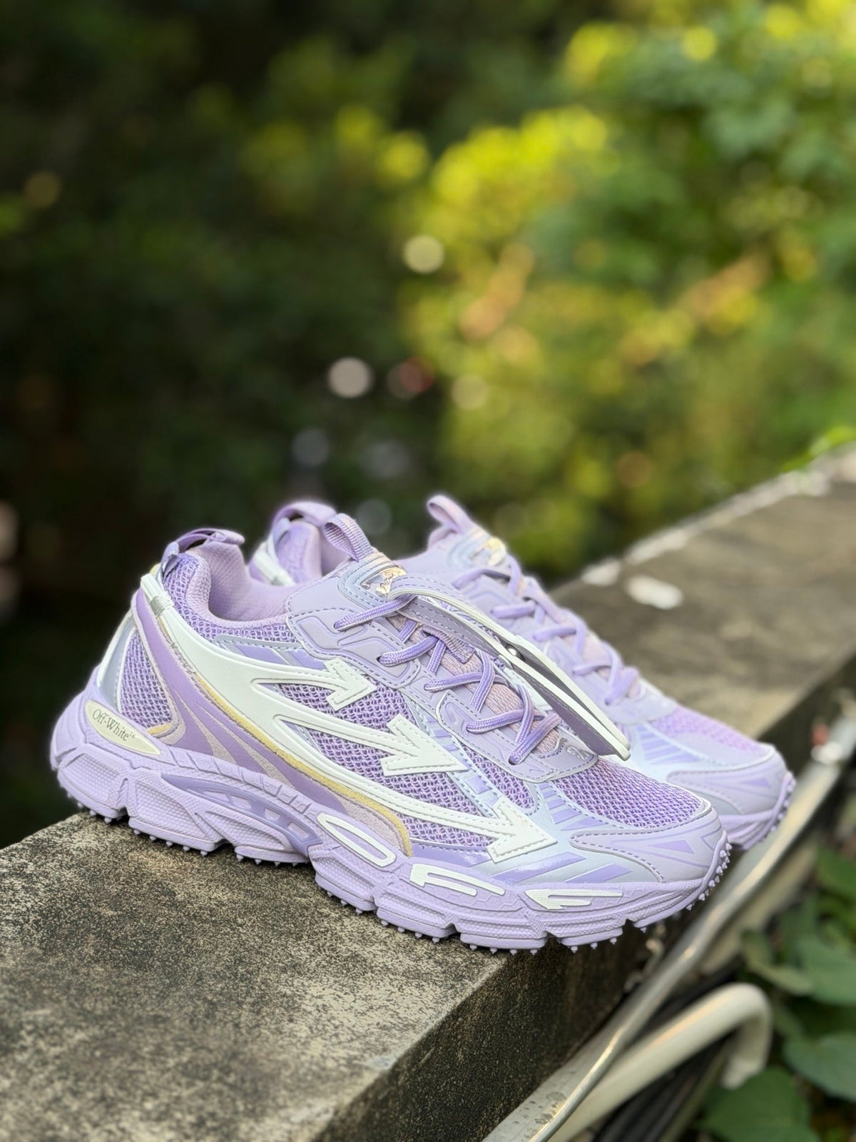 💜 Street-Style Star: Off-White Purple Mesh Retro Low-Cut Fashion Sneakers