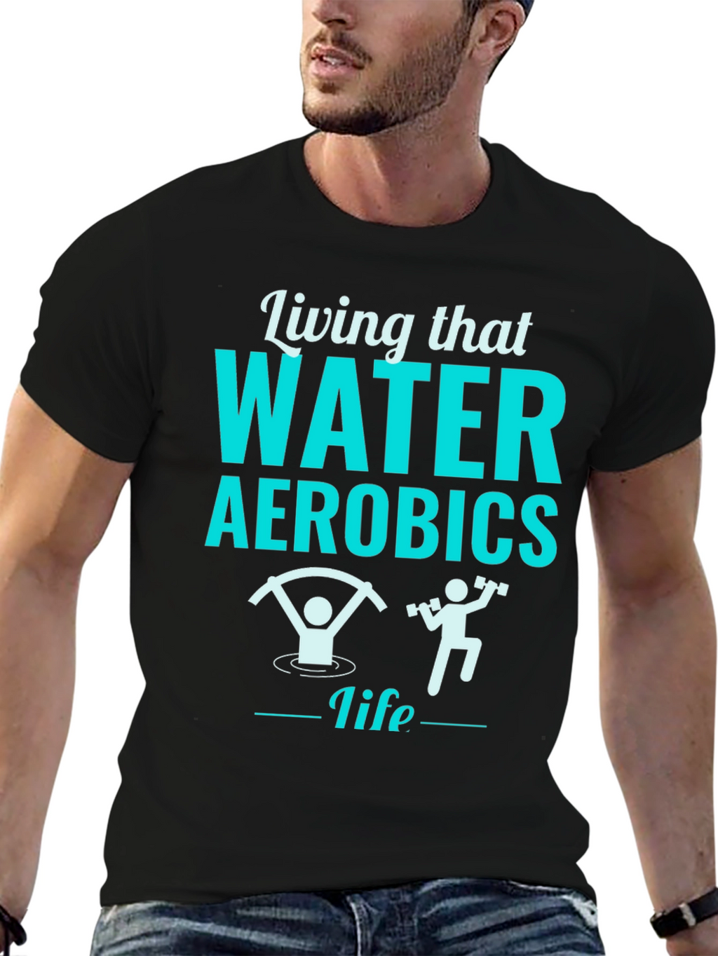 Living That Water Aerobics Life Black T-Shirt