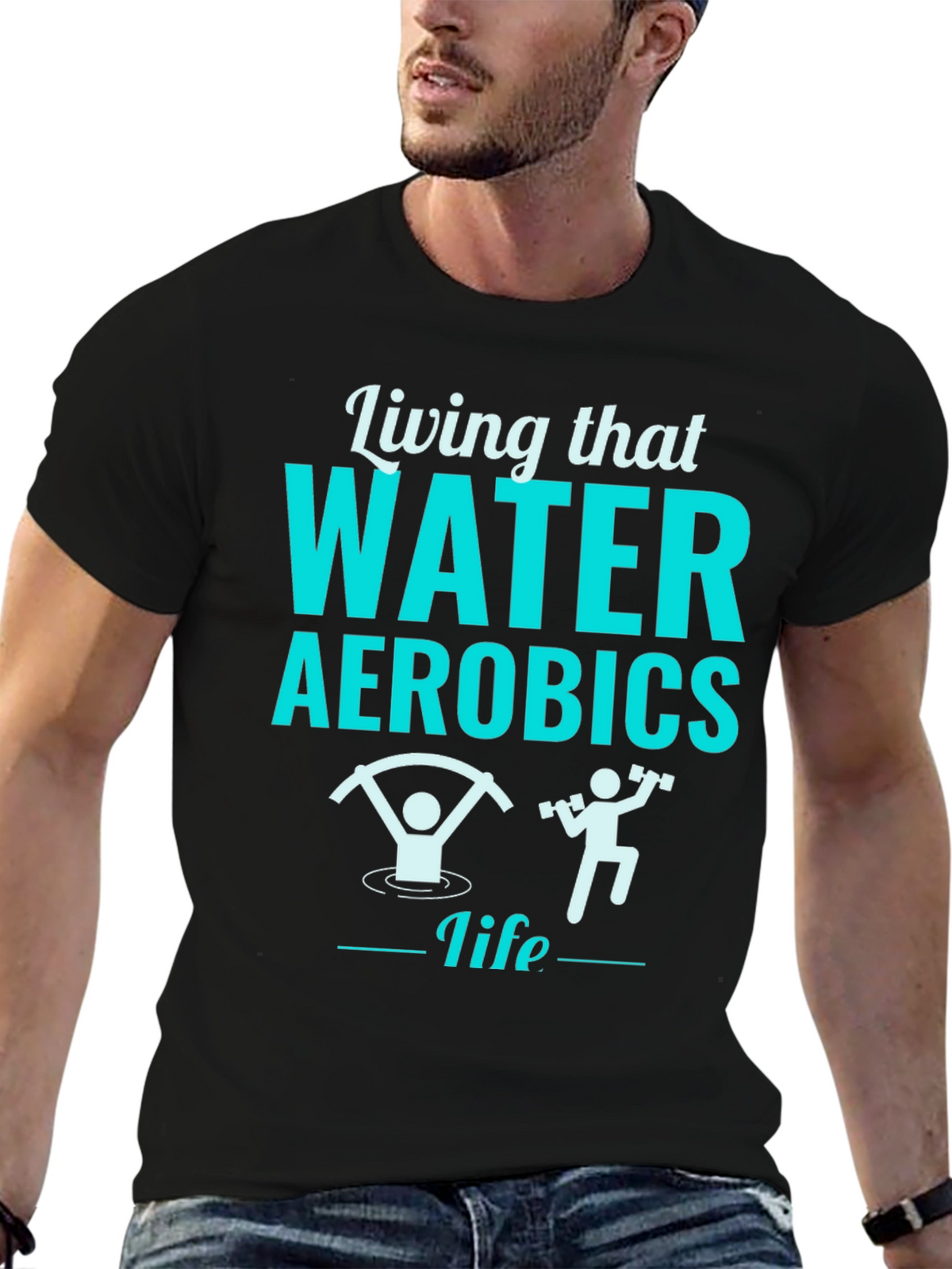 Living That Water Aerobics Life Black T-Shirt
