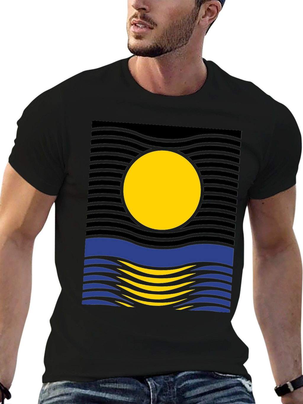 Sunset Wave Graphic Tee - Modern Design