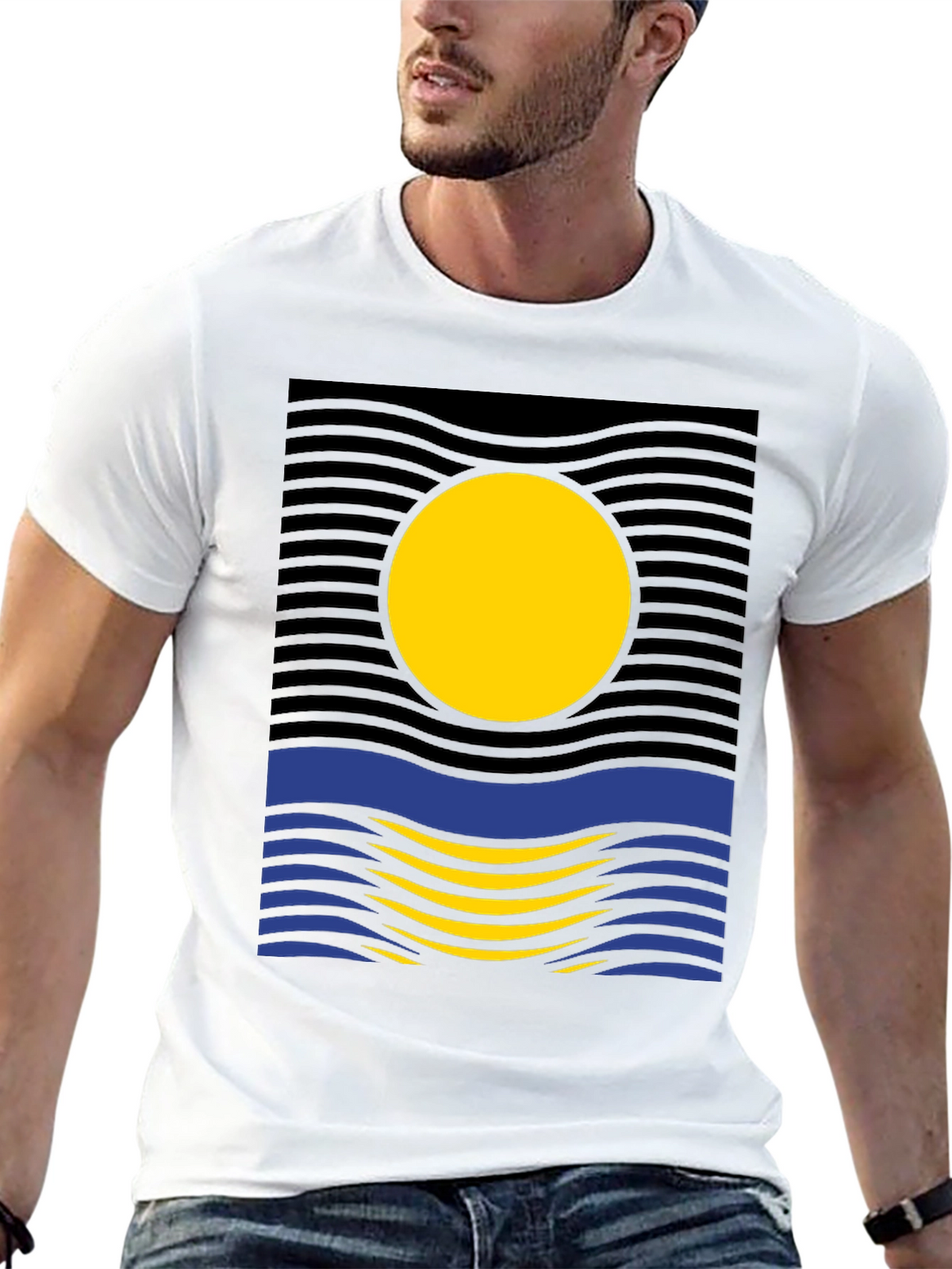 Sunset Wave Graphic Tee - Modern Design