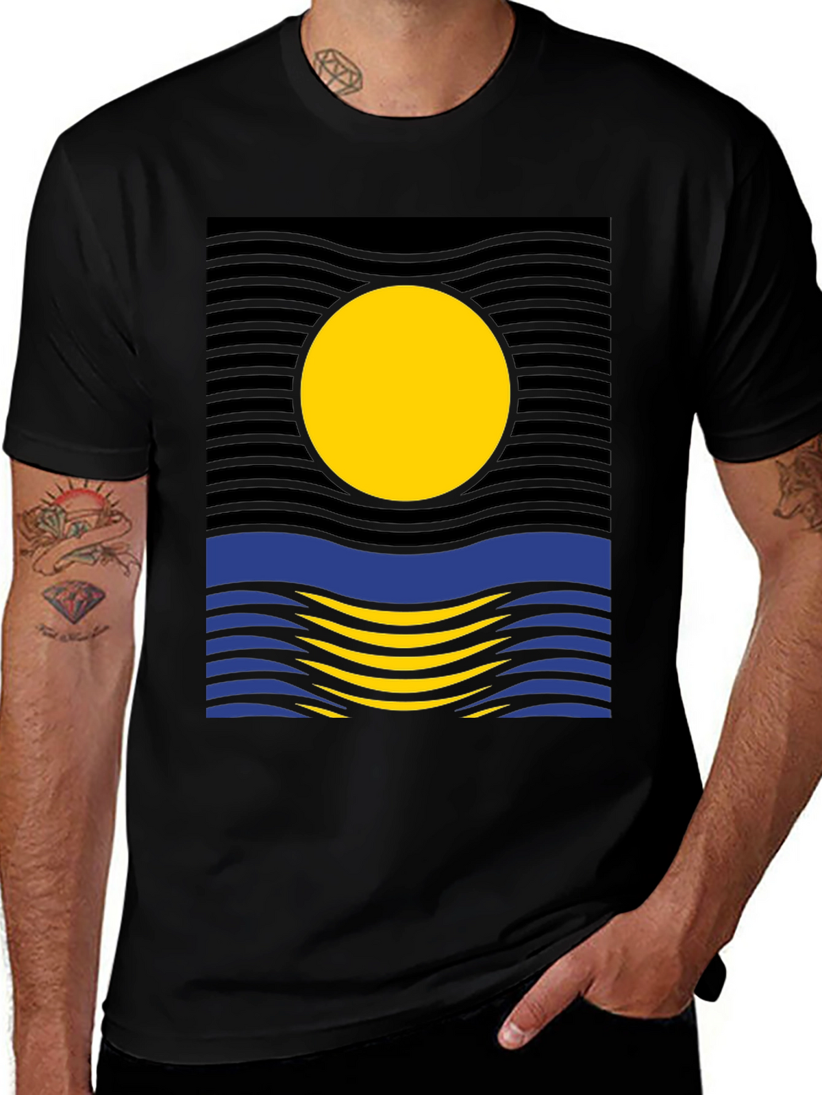 Sunset Wave Graphic Tee - Modern Design
