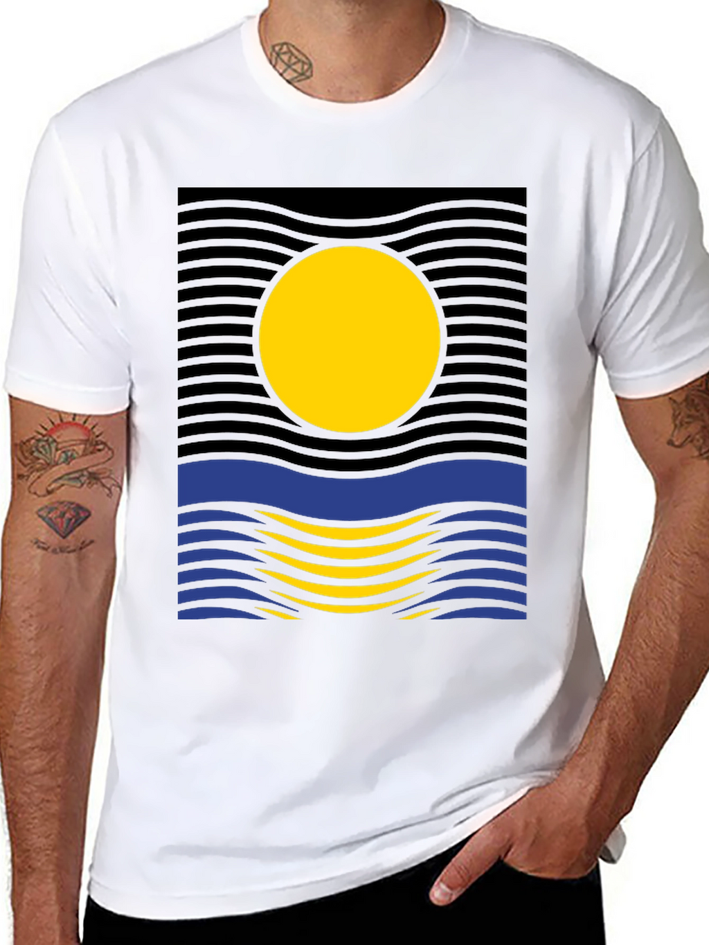 Sunset Wave Graphic Tee - Modern Design