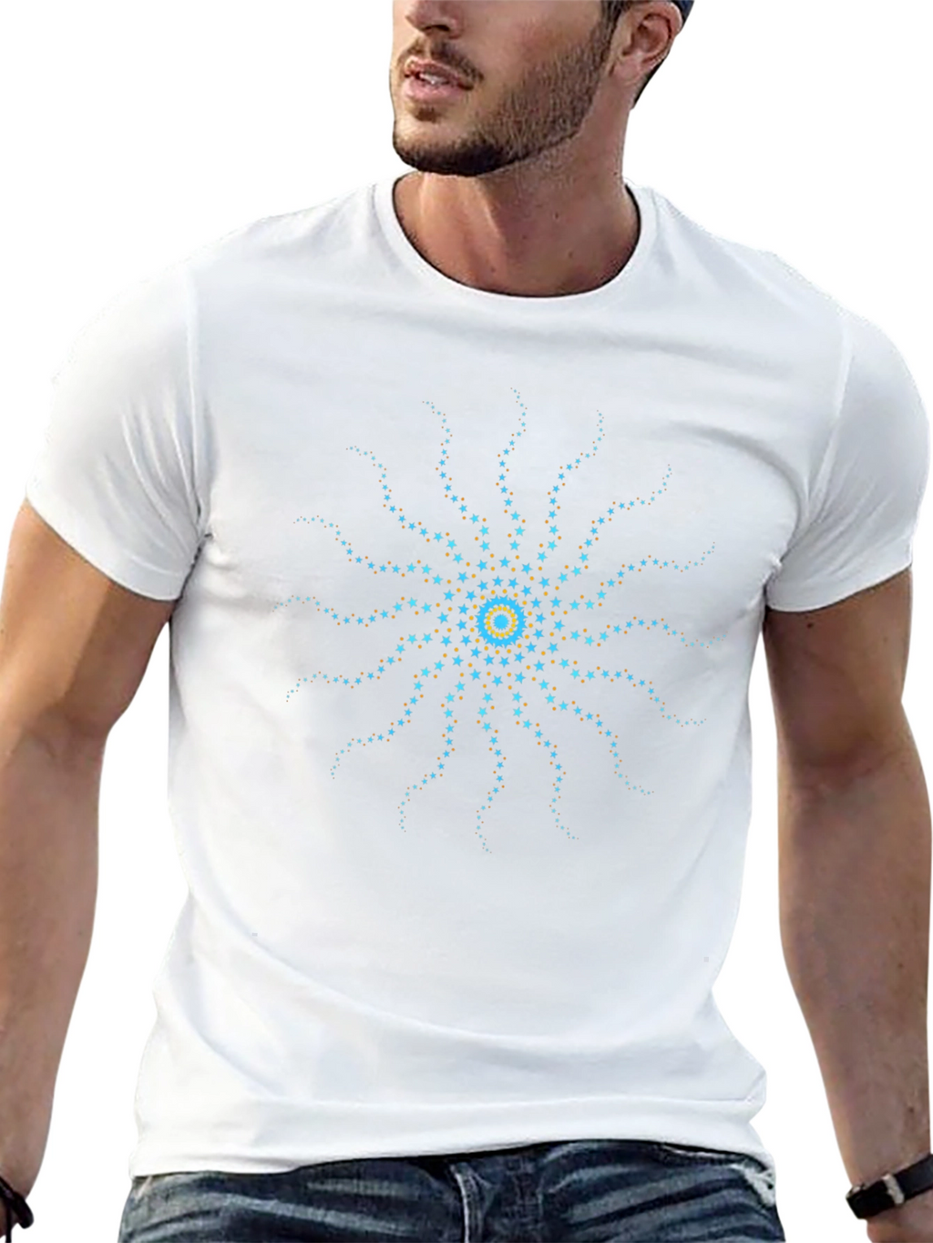 Starburst Graphic Tee - Black Cotton Blend T-Shirt